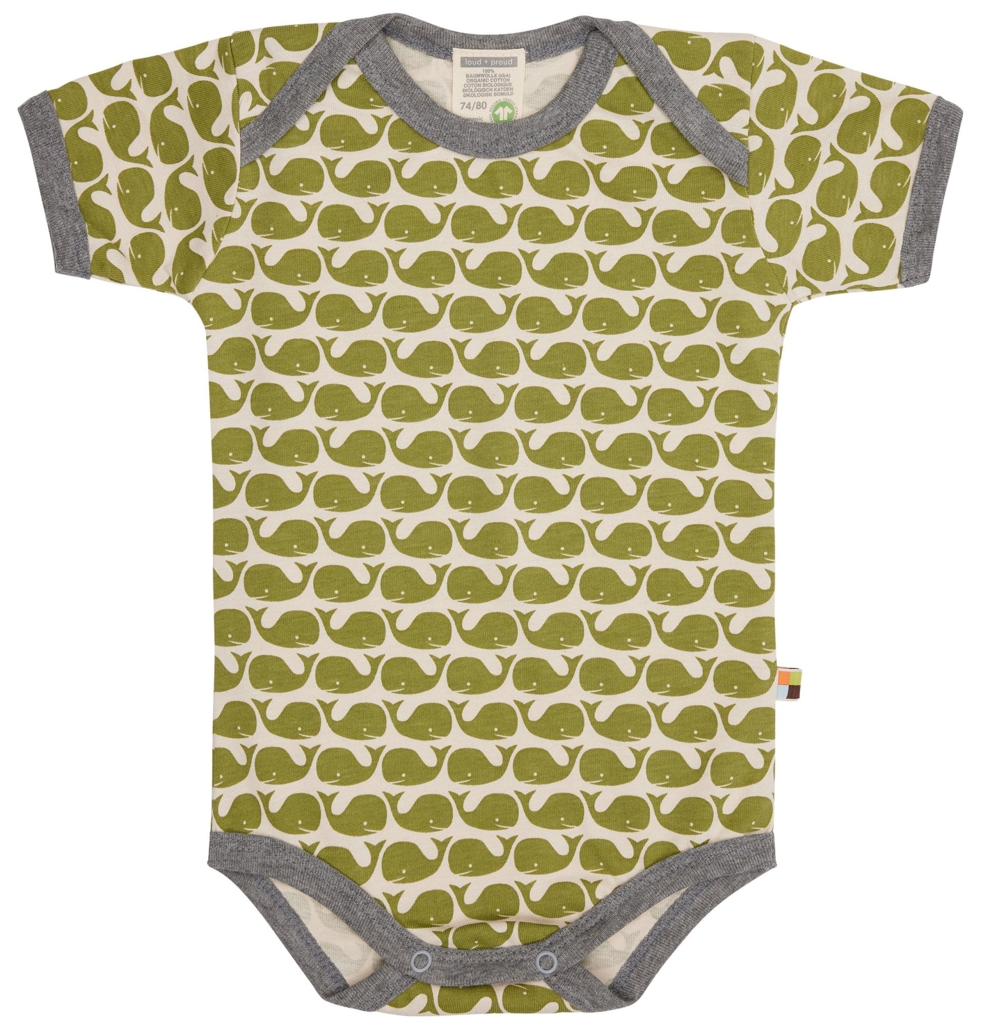 Body Kurzarm mit Druck Wale - loud + proud - 2086 - mo - 50/56