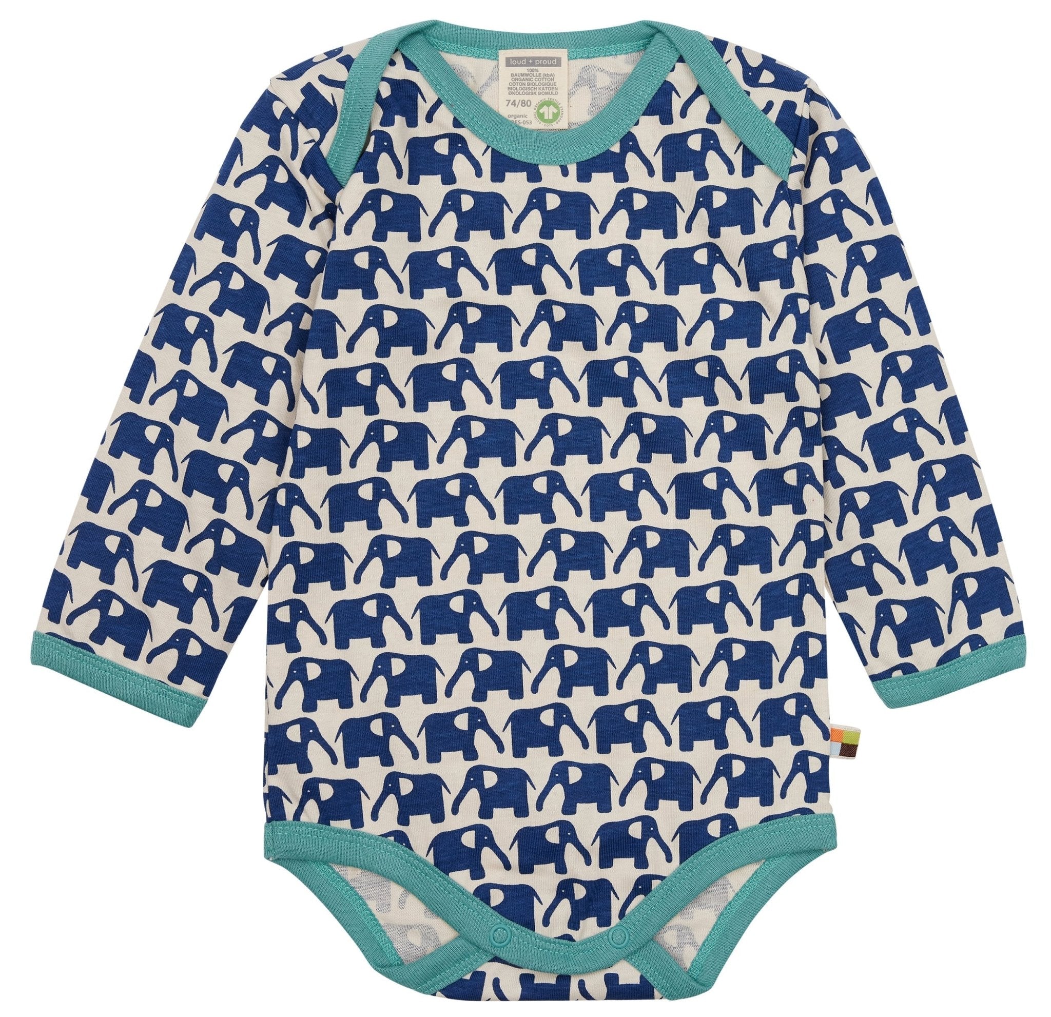 Body Langarm mit Druck Elefanten - loud + proud - 2083 - ul - 50/56