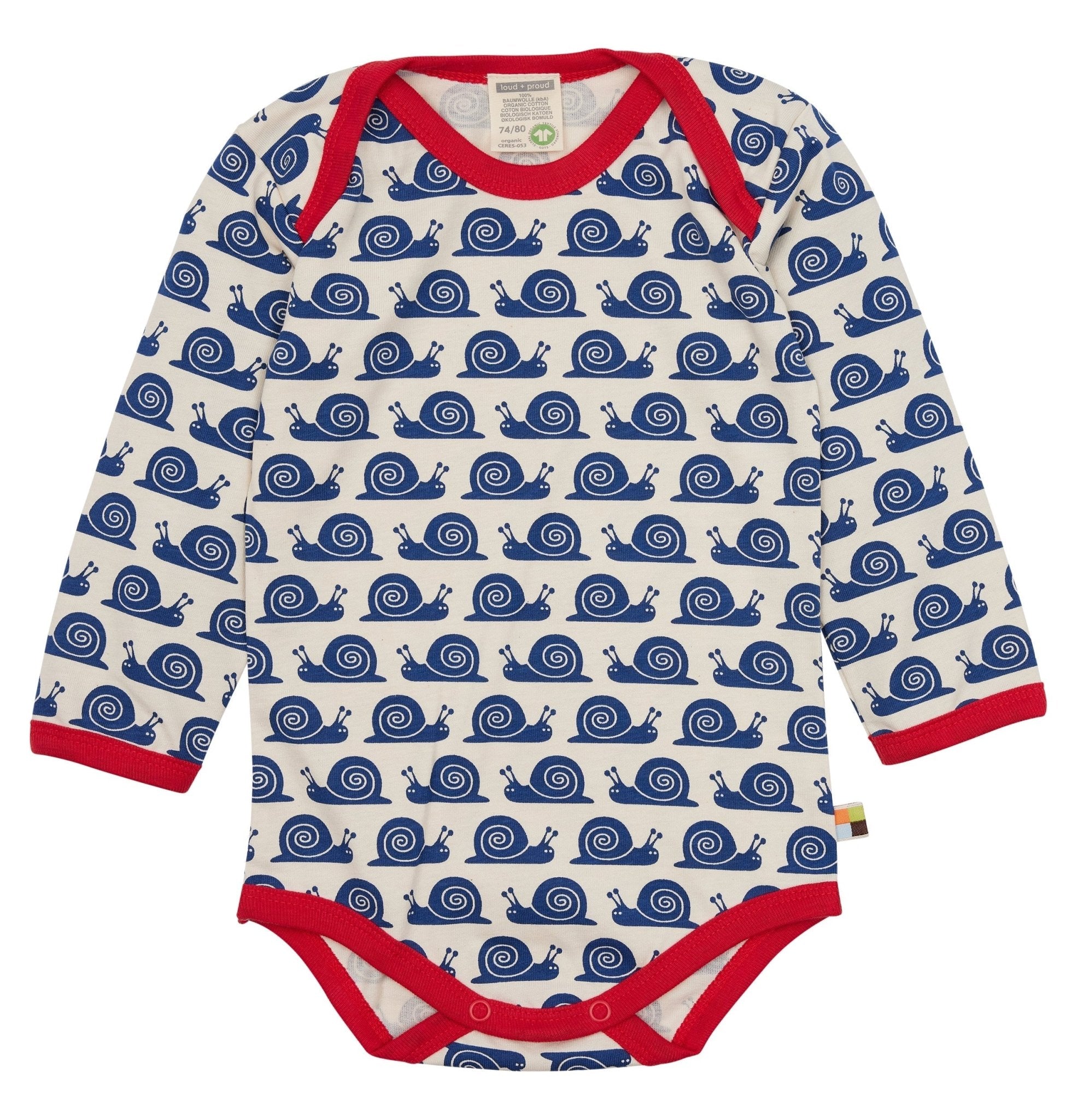 Body Langarm mit Druck Schnecken - loud + proud - 2091 - ul - 50/56