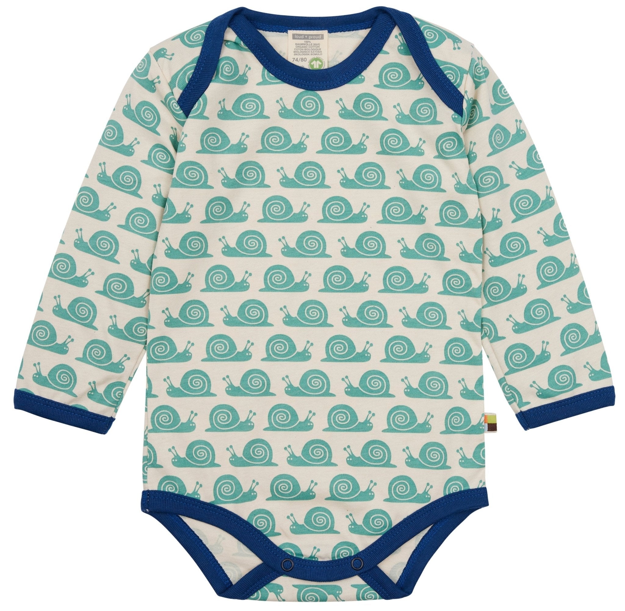 Body Langarm mit Druck Schnecken - loud + proud - 2091 - ore - 50/56