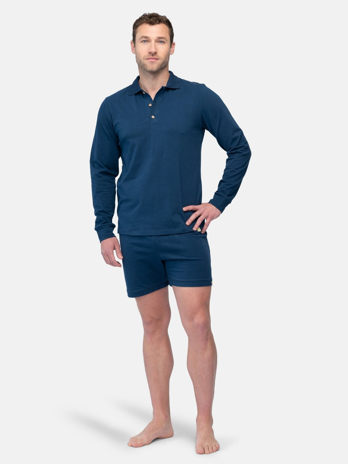 Herren Langarm - Shirt mit Polo - Kragen - loud + proud - G208-ul-S
