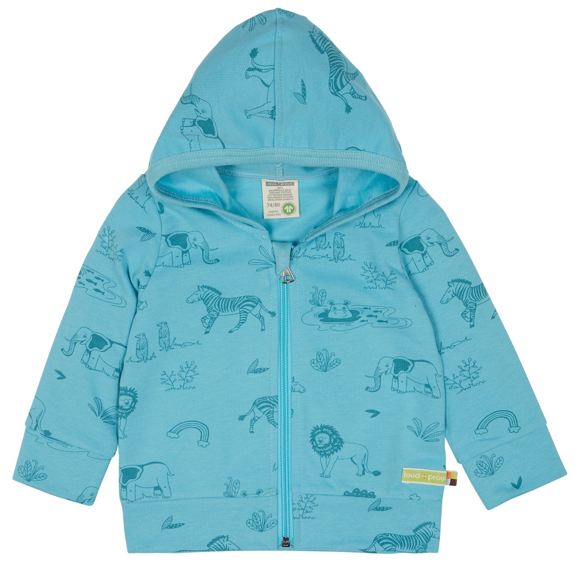 Kapuzenjacke mit Druck - loud + proud - 3119 - cya - 62/68