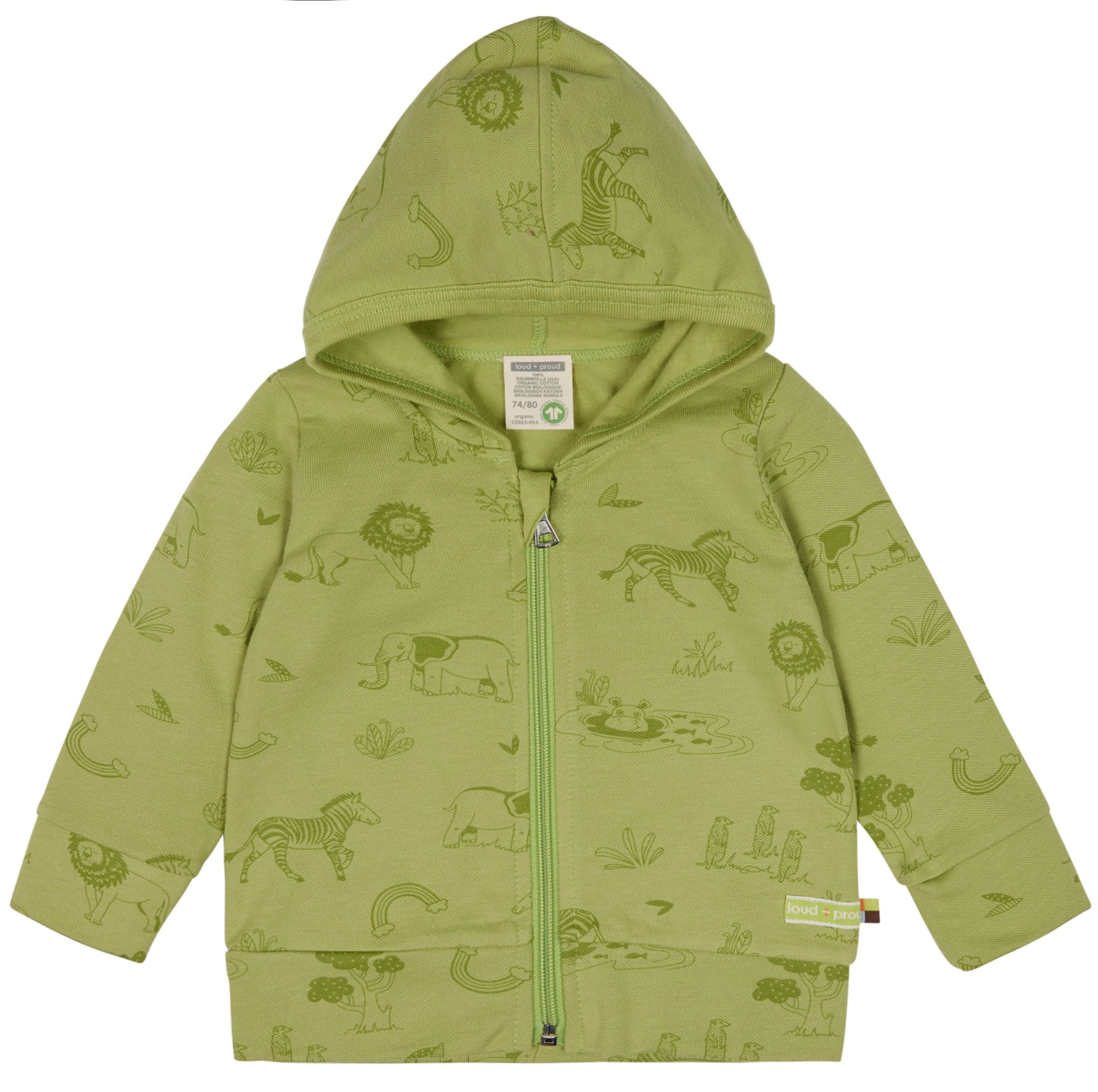 Kapuzenjacke mit Druck - loud + proud - 3119 - avo - 62/68