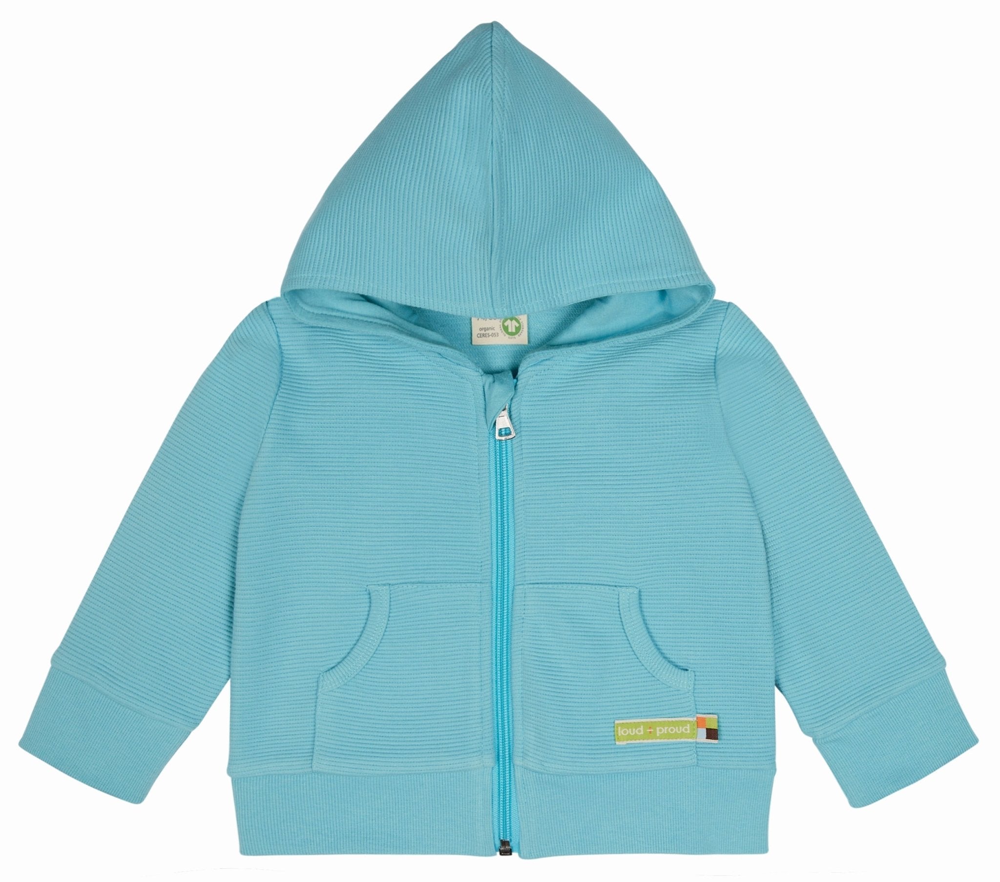 Kapuzenjacke Rippenstruktur - loud + proud - 3118 - cya - 62/68