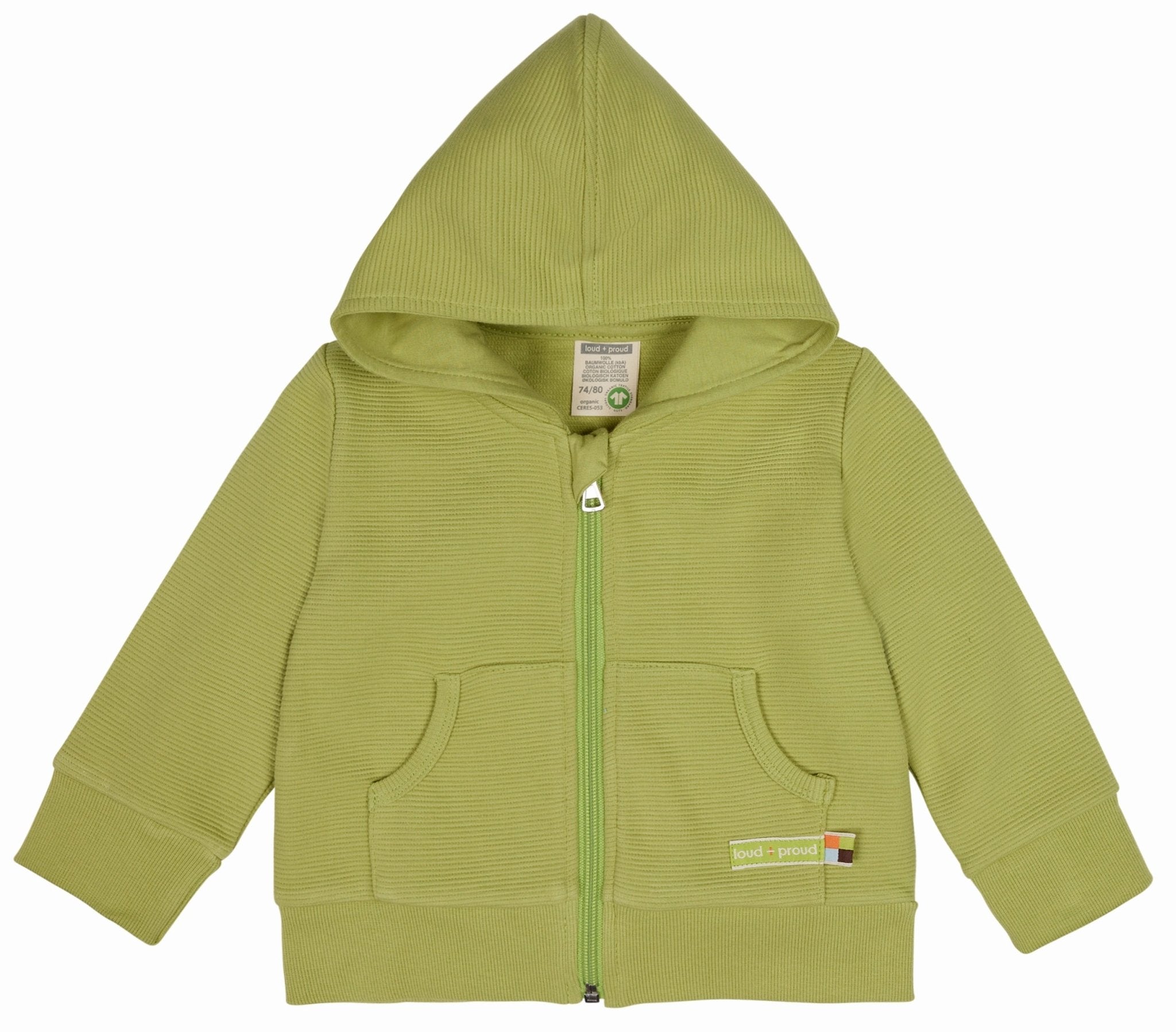 Kapuzenjacke Rippenstruktur - loud + proud - 3118 - avo - 62/68