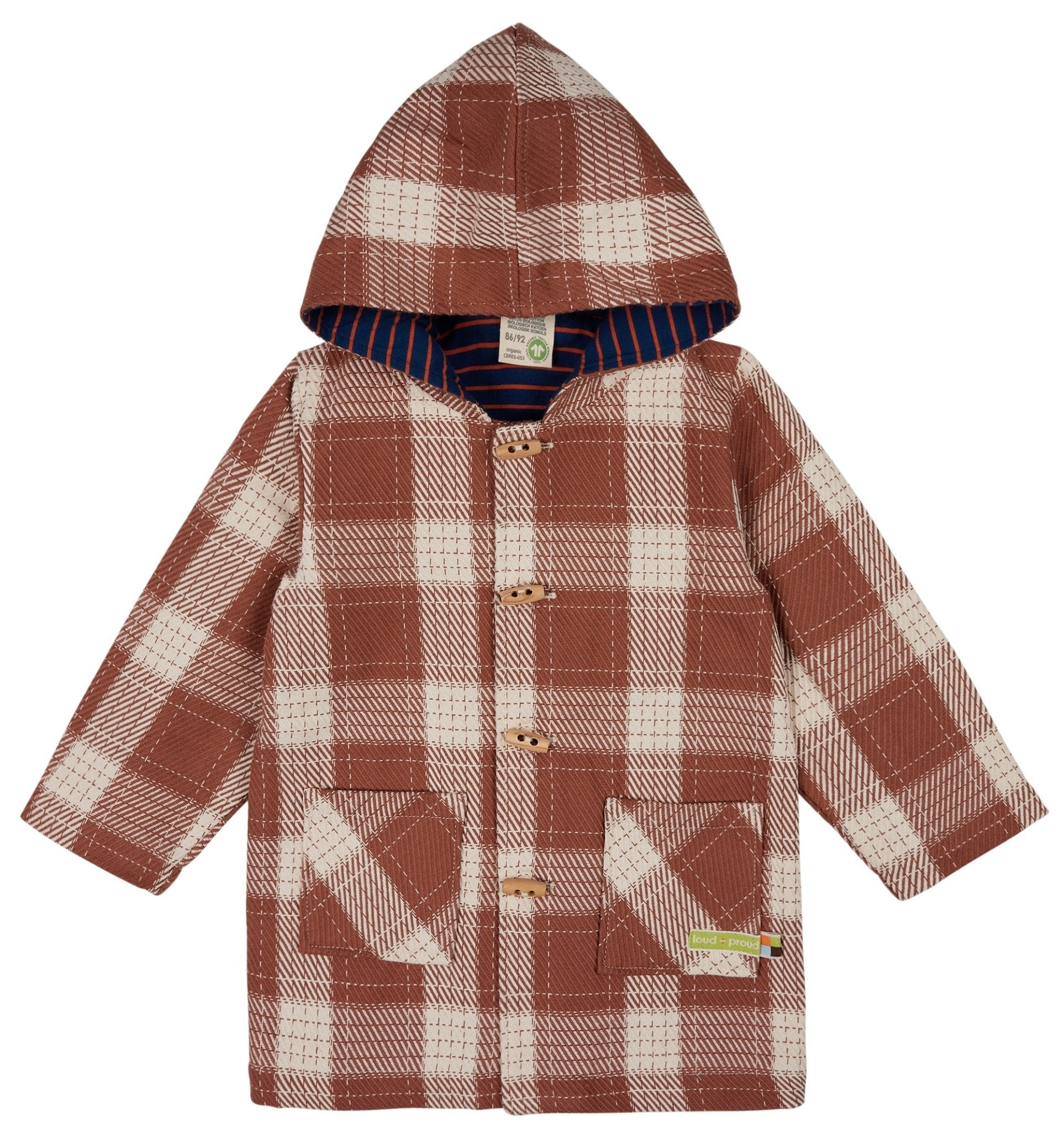 - Karierter Kurzmantel - loud + proud - 3117-Nougat-86/92