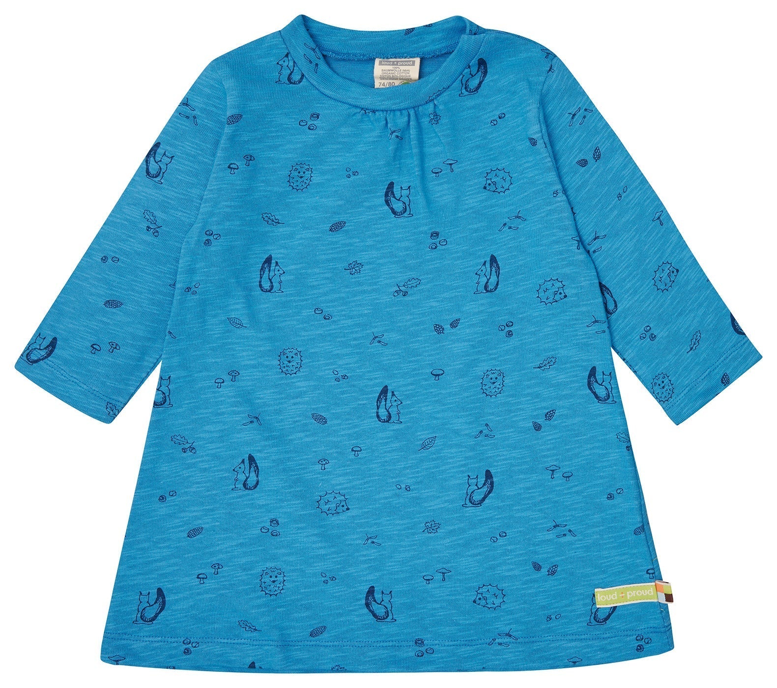 Kleid Slub Jersey mit Druck - loud + proud - 6084 - azu - 74/80