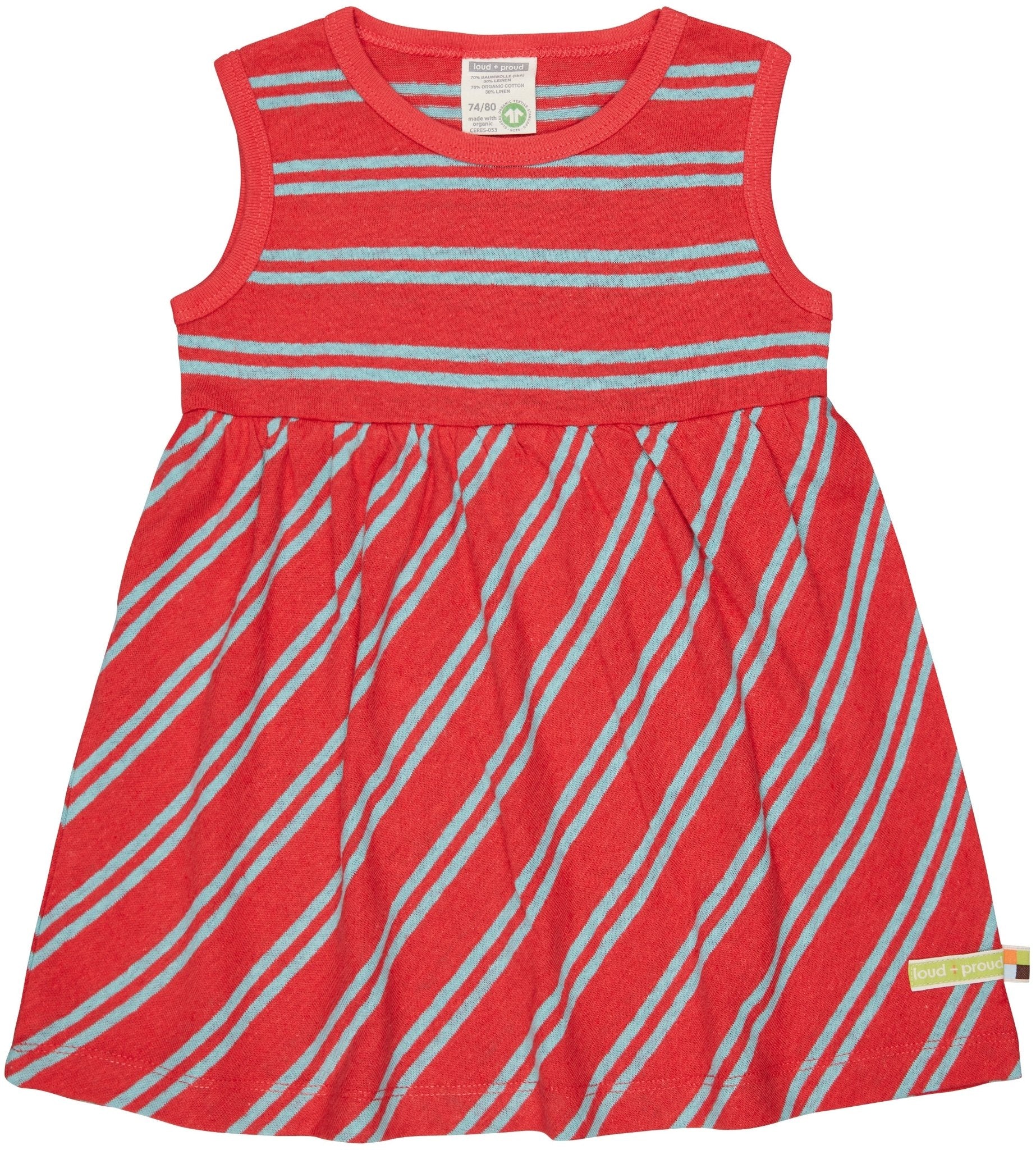 - Kleid Streifen mit Leinen - loud + proud - 6043-chi-74/80