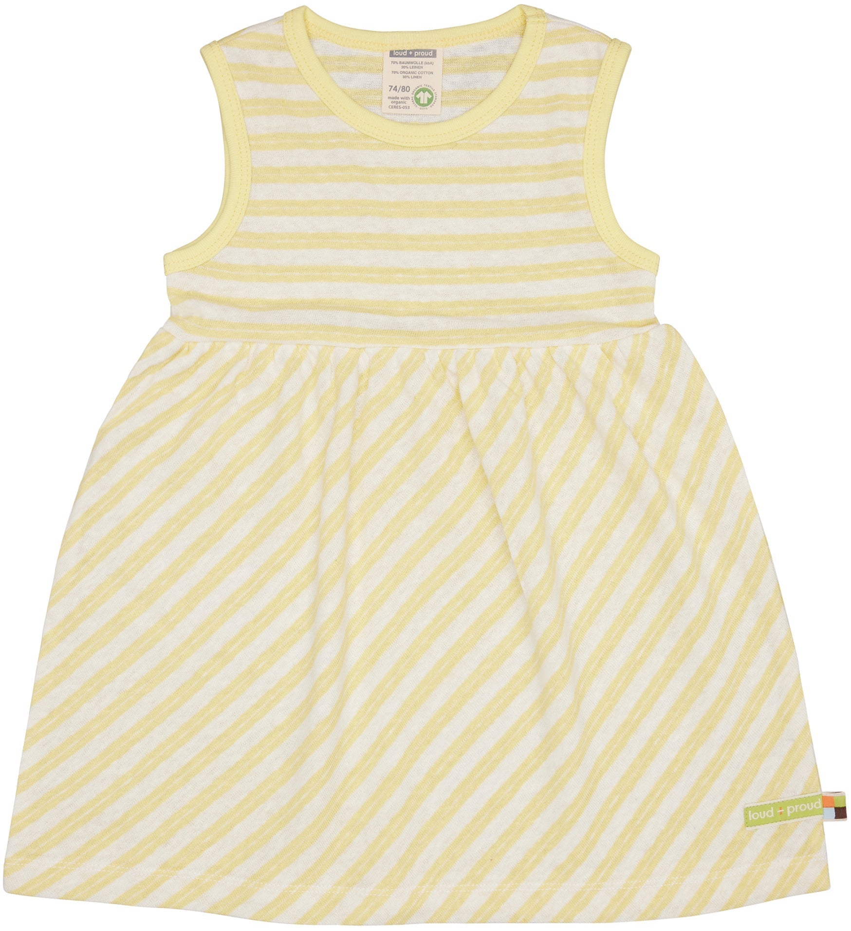 Kleid Streifen mit Leinen - loud + proud - 6080 - bl - 74/80