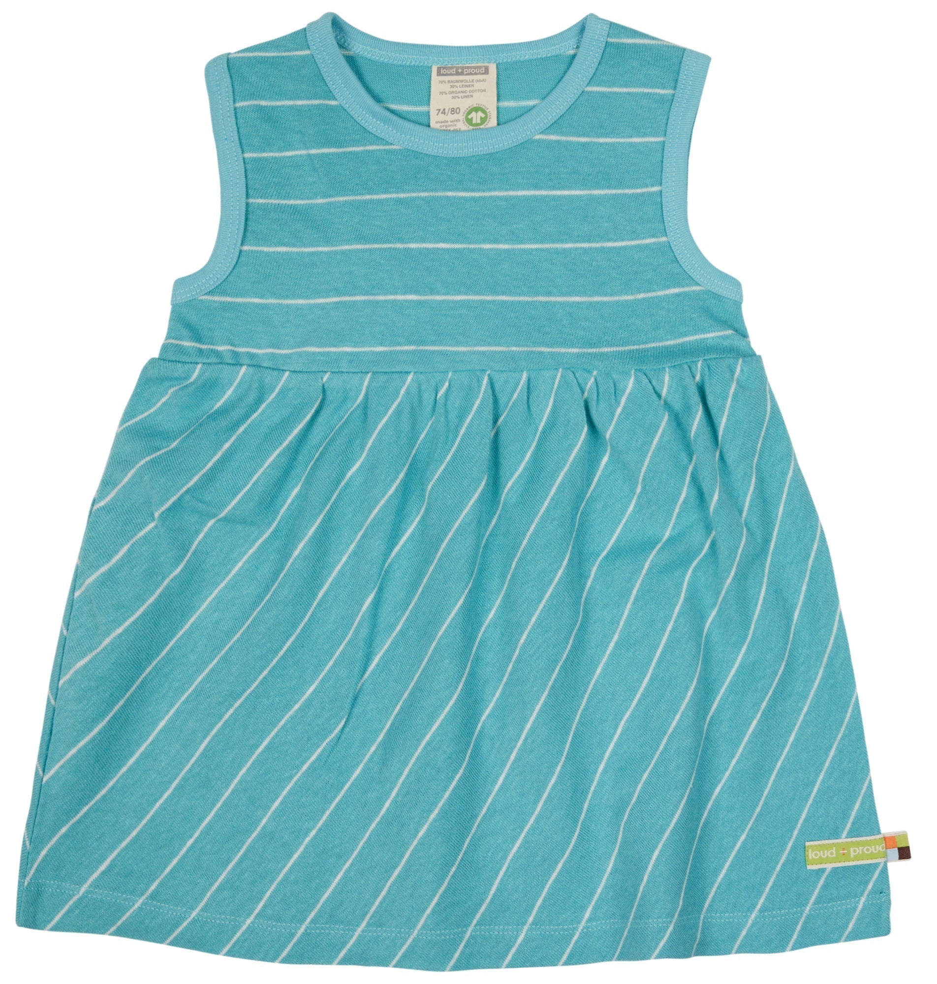 Kleid Streifen mit Leinen - loud + proud - 6066 - cya - 74/80