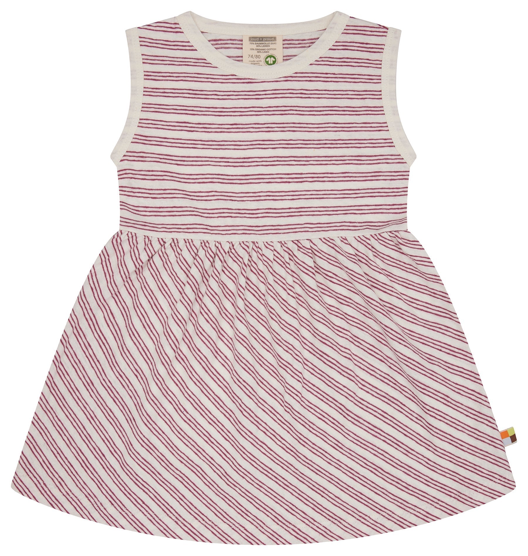 Kleid Streifen mit Leinen - loud + proud - 6090 - rou - 74/80