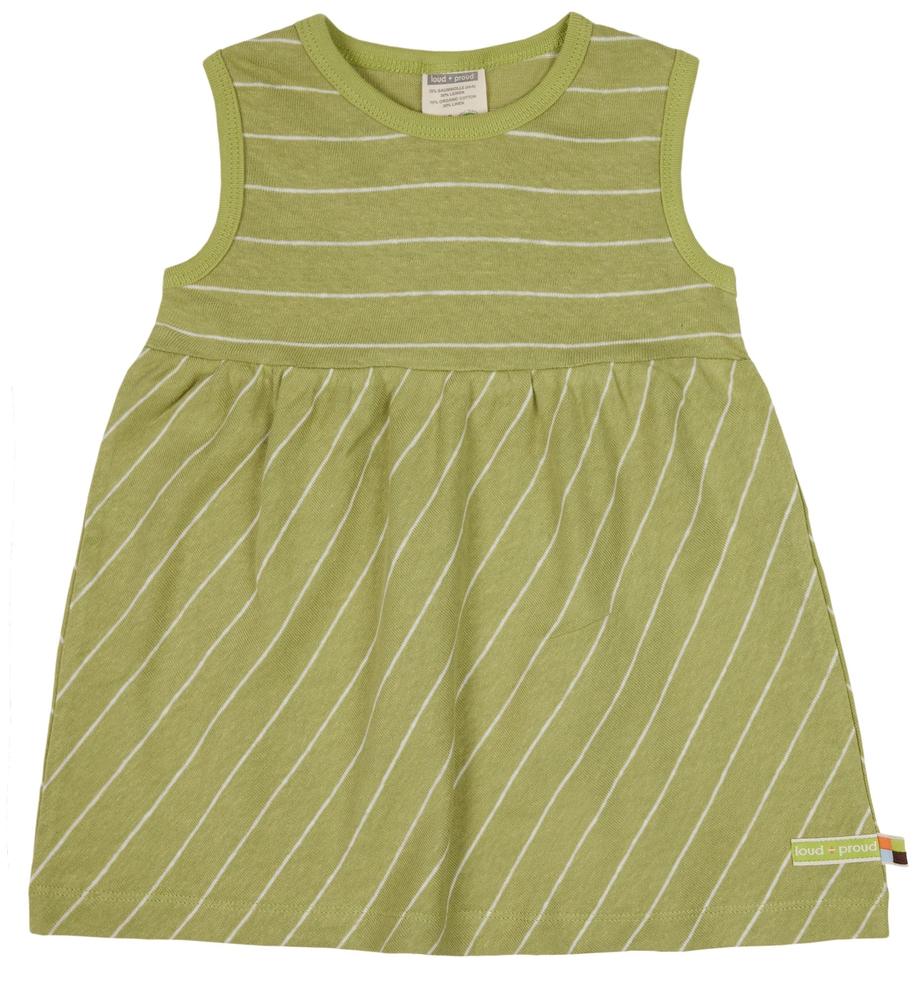 Kleid Streifen mit Leinen - loud + proud - 6066 - avo - 74/80