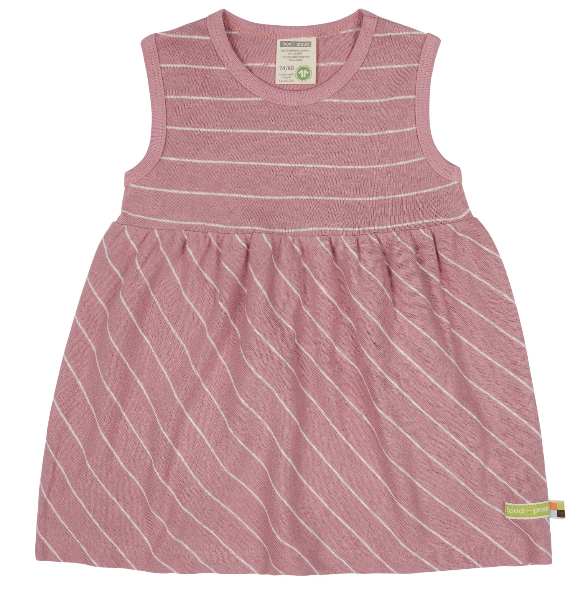 Kleid Streifen mit Leinen - loud + proud - 6066 - ast - 74/80