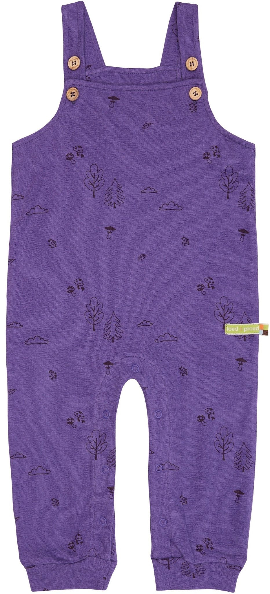 Latzhose Strukturstrick mit Druck - loud + proud - 5137 - vio - 62/68