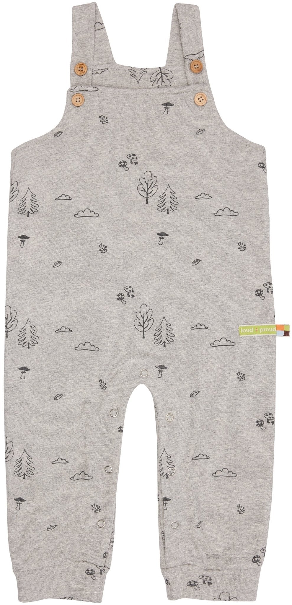 Latzhose Strukturstrick mit Druck - loud + proud - 5137 - sil - 62/68