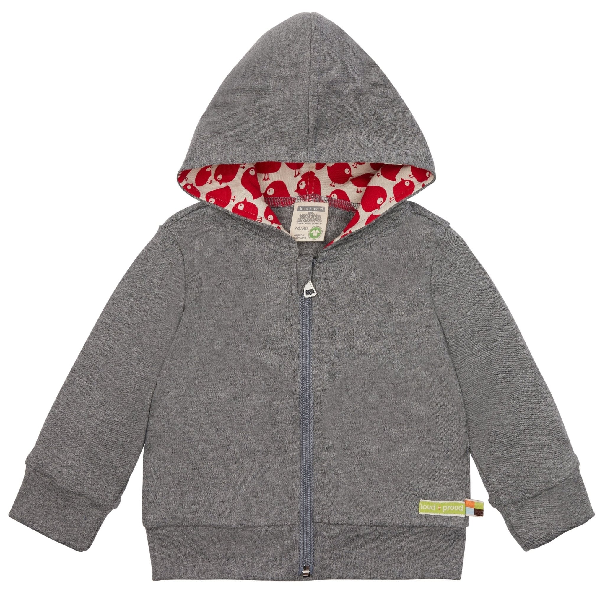 Leichte Kapuzenjacke aus Interlock - loud + proud - 3126 - gr - 62/68