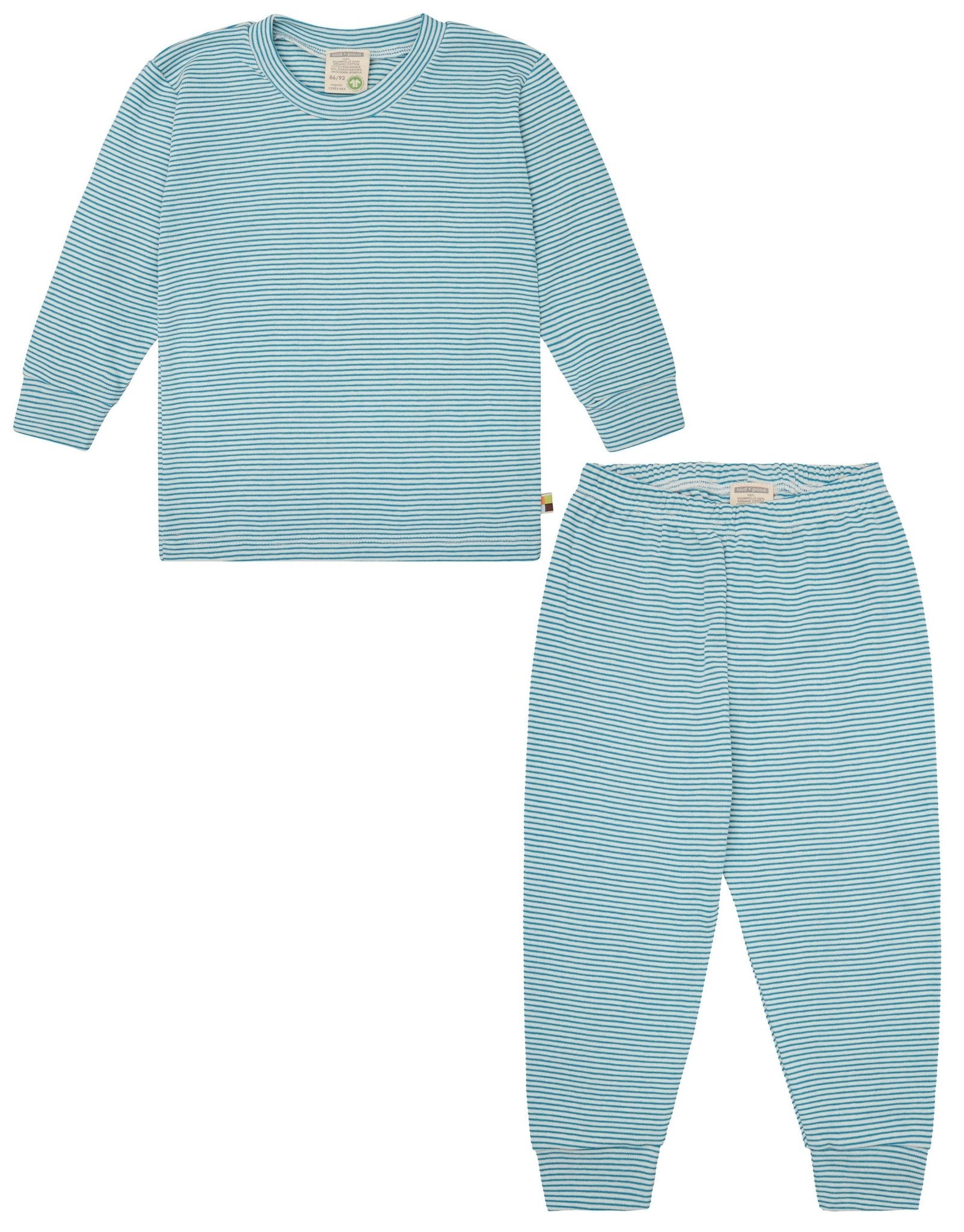 Schlafanzug Streifen aus Feinripp - loud + proud - 2104 - pe - 86/92