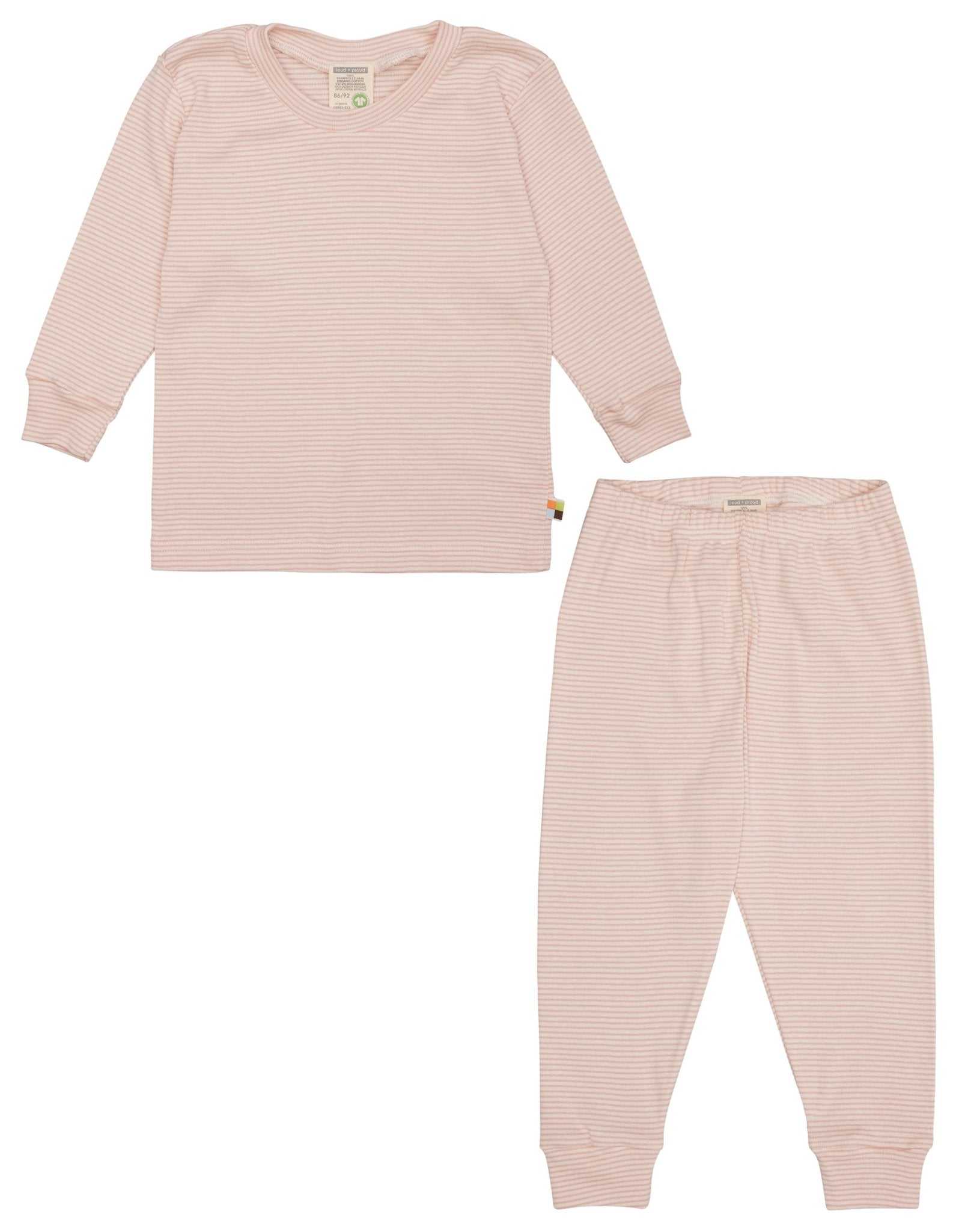 Schlafanzug Streifen aus Feinripp - loud + proud - 2104 - pow - 86/92