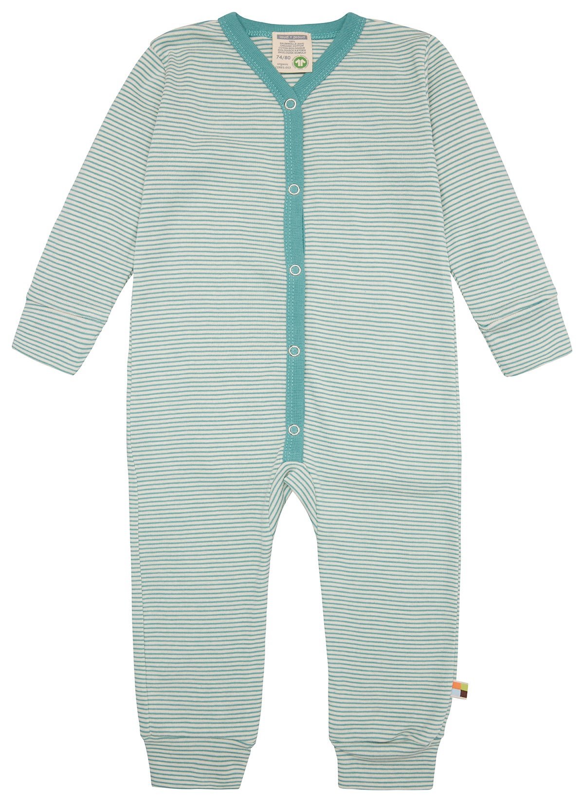 Schlafoverall Streifen aus Feinripp - loud + proud - 2106 - ore - 50/56