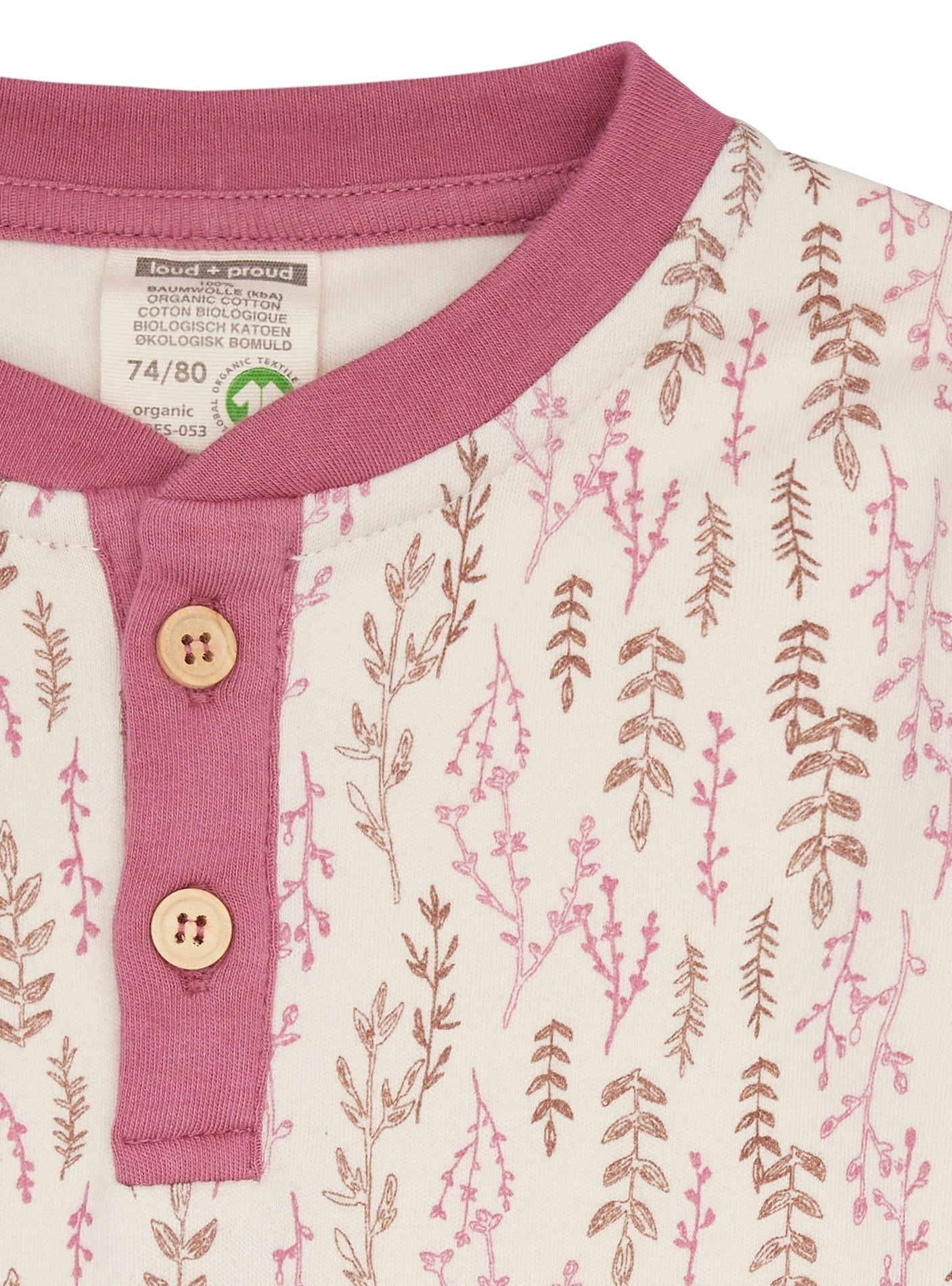 Shirt Interlock mit Druck - loud + proud - 1164 - rou - 62/68