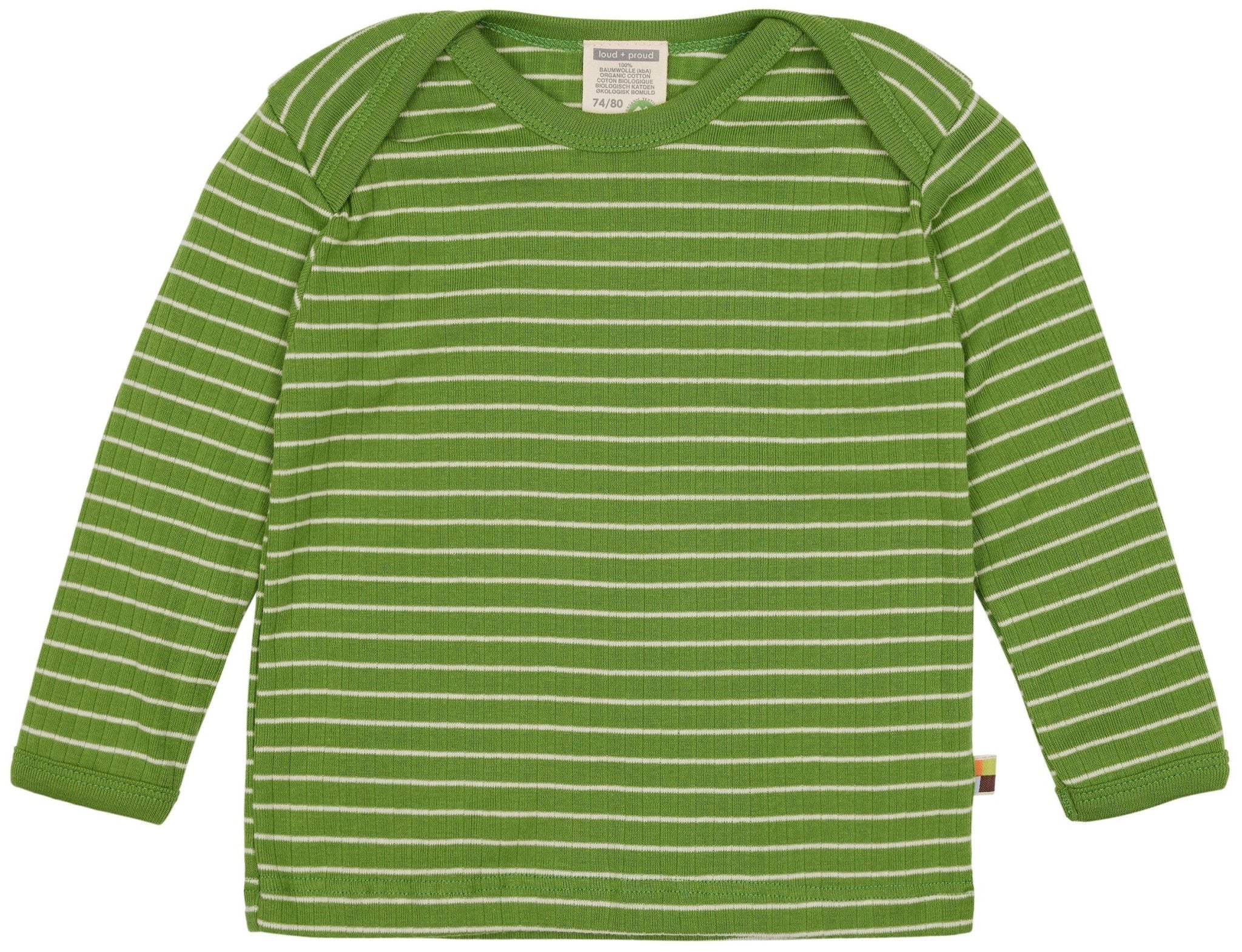 Shirt langarm gestreift mit Rippe - loud + proud - 1134 - grs - 62/68