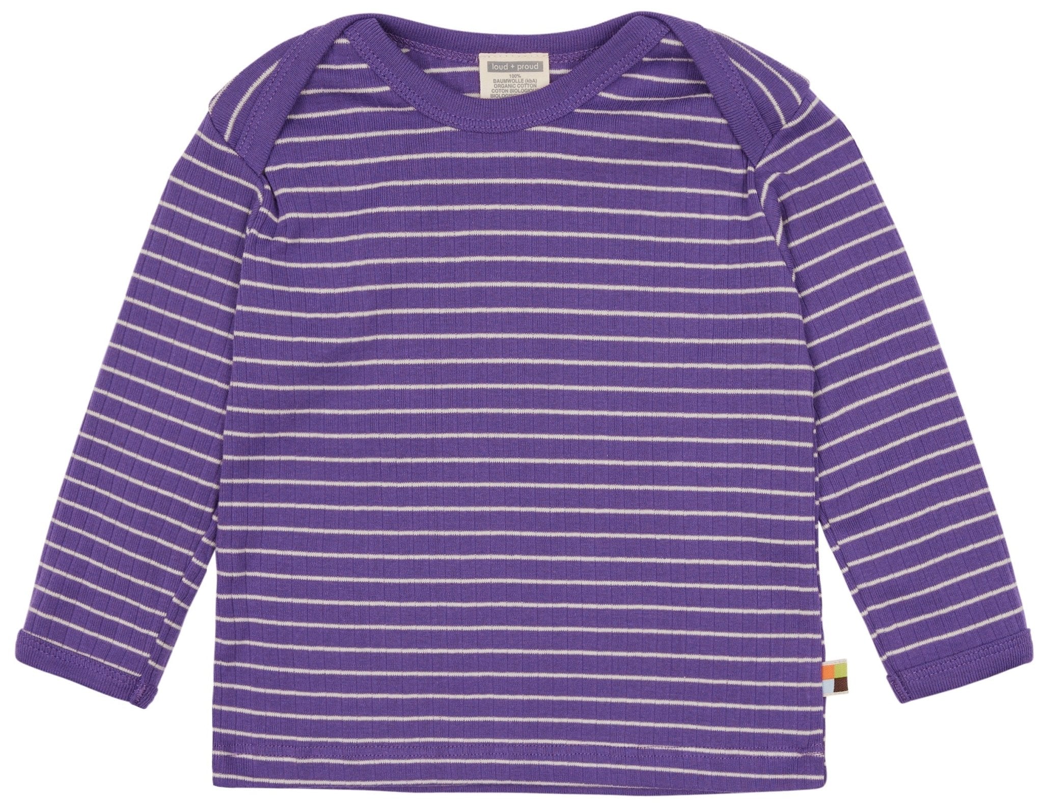 Shirt langarm gestreift mit Rippe - loud + proud - 1134 - vio - 62/68