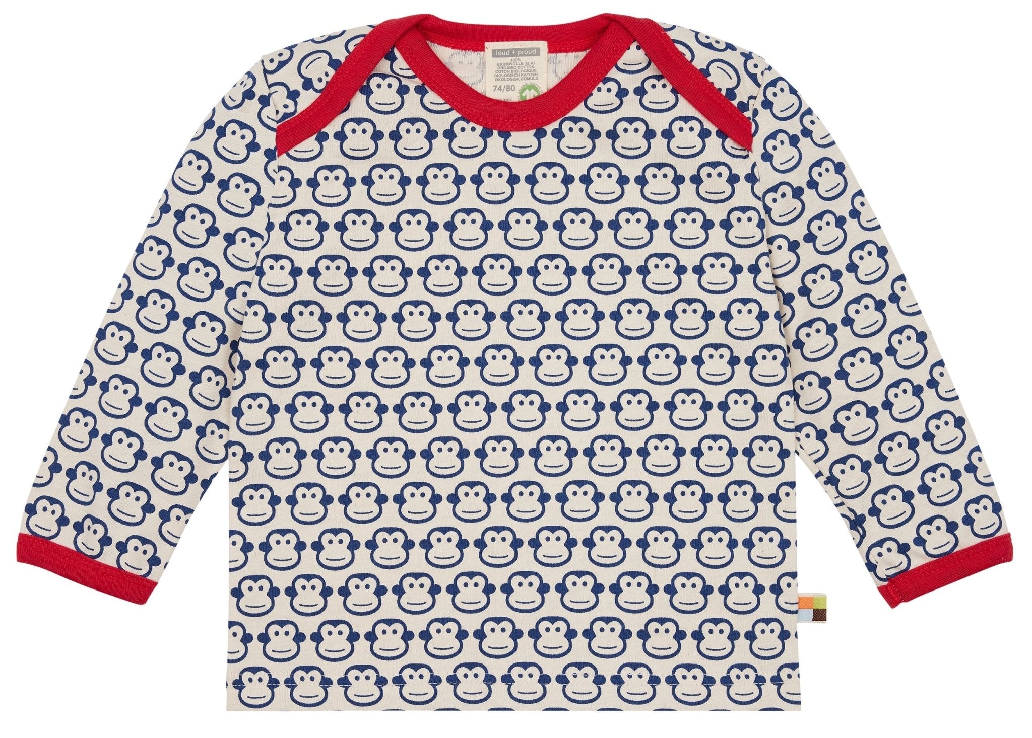 Shirt Langarm mit Druck Affen - loud + proud - 2097 - ul - 62/68