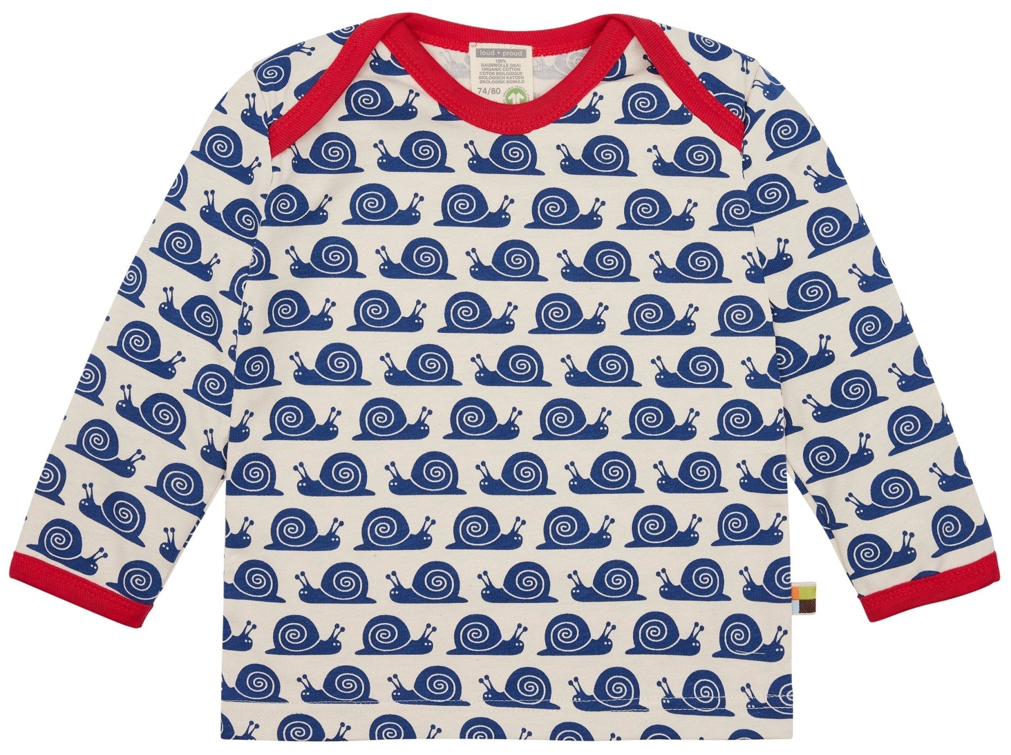 Shirt Langarm mit Druck Schnecken - loud + proud - 2093 - ul - 62/68