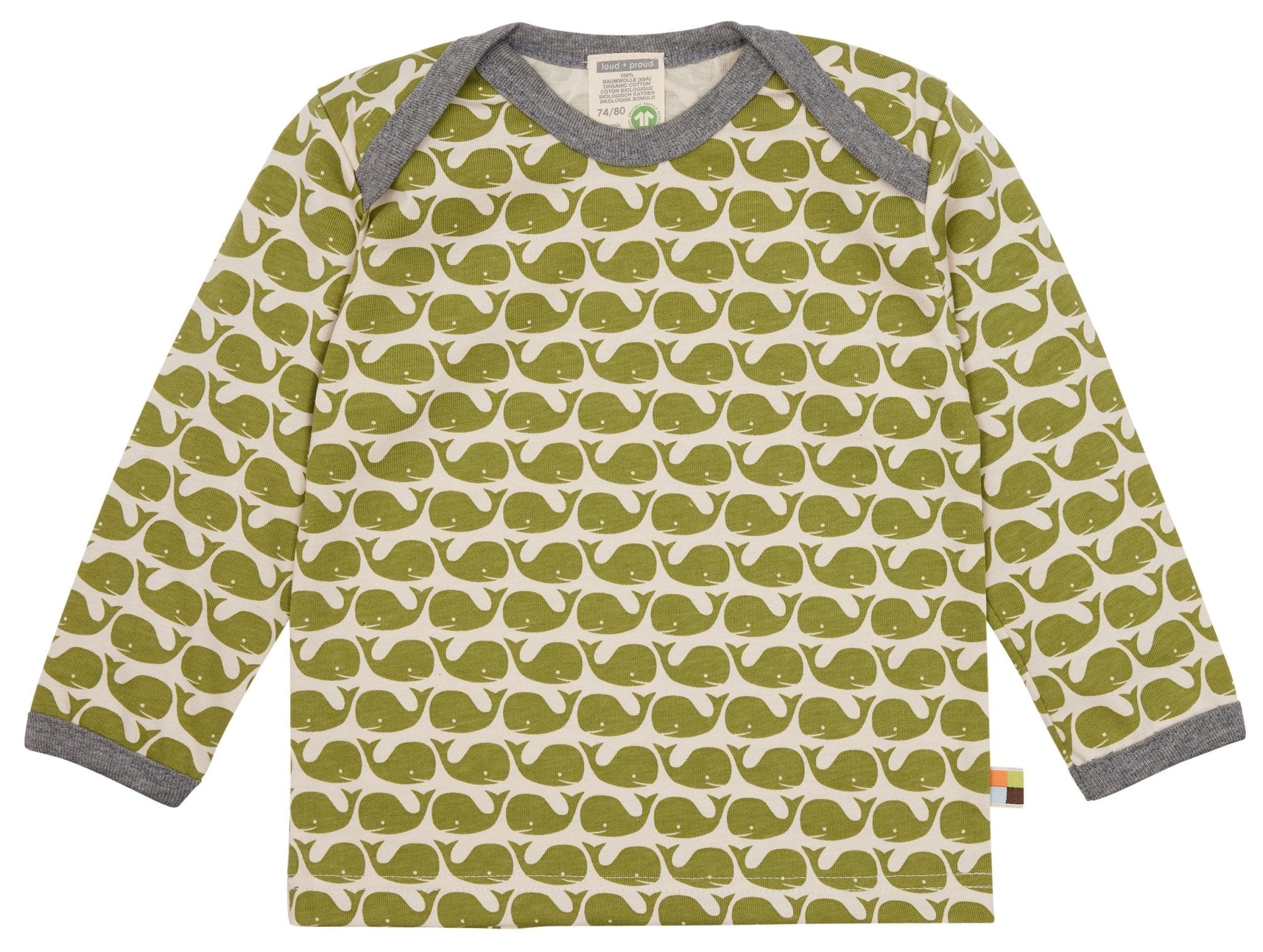 Shirt Langarm mit Druck Wale - loud + proud - 2089 - mo - 62/68