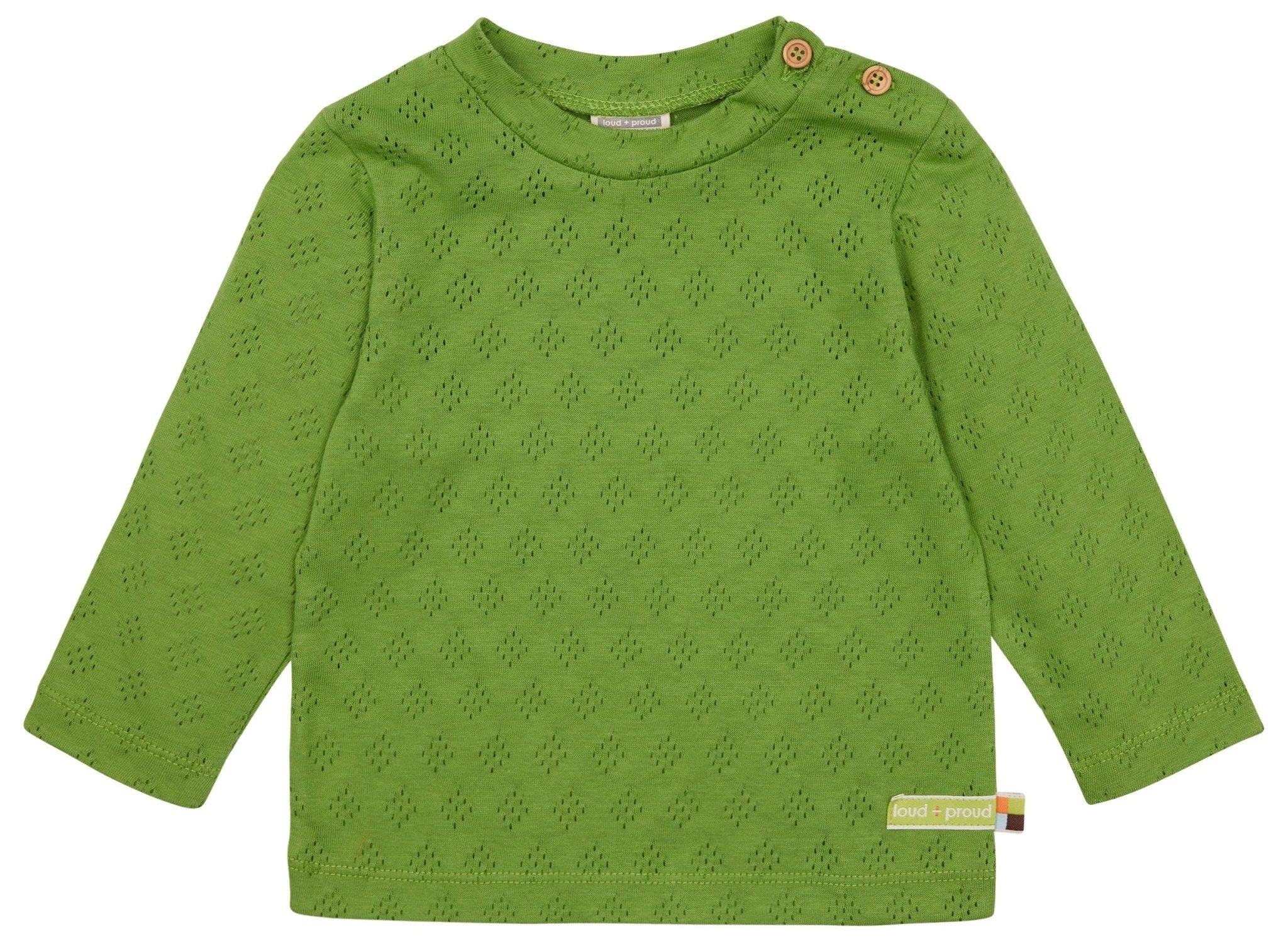 Shirt langarm mit Lochmuster - loud + proud - 1136 - grs - 62/68