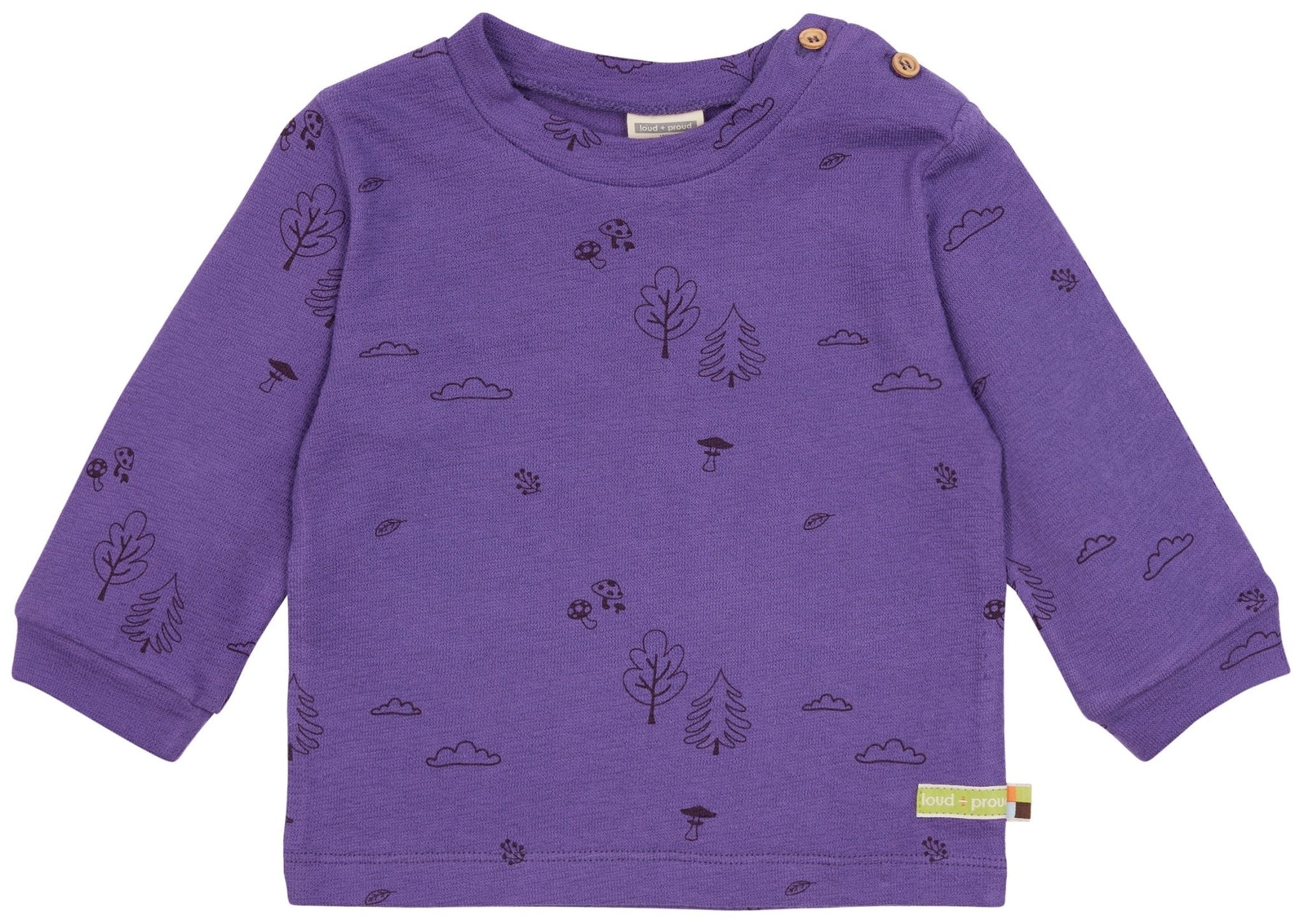 Shirt langarm Strukturstrick mit Druck - loud + proud - 1135 - vio - 62/68
