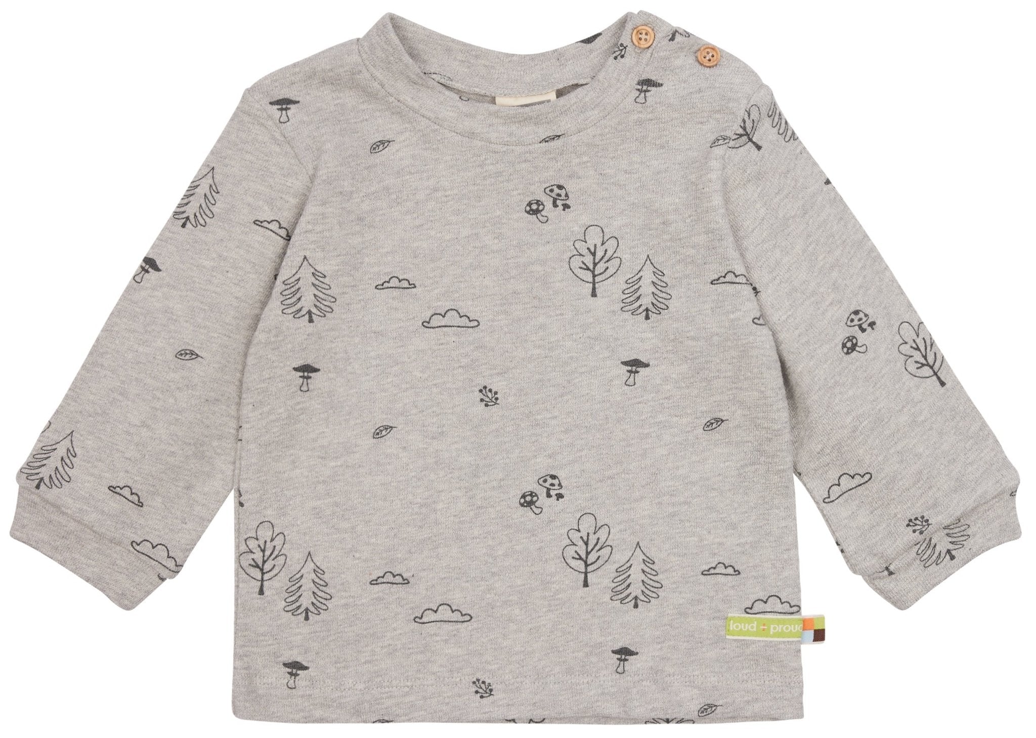 Shirt langarm Strukturstrick mit Druck - loud + proud - 1135 - sil - 62/68