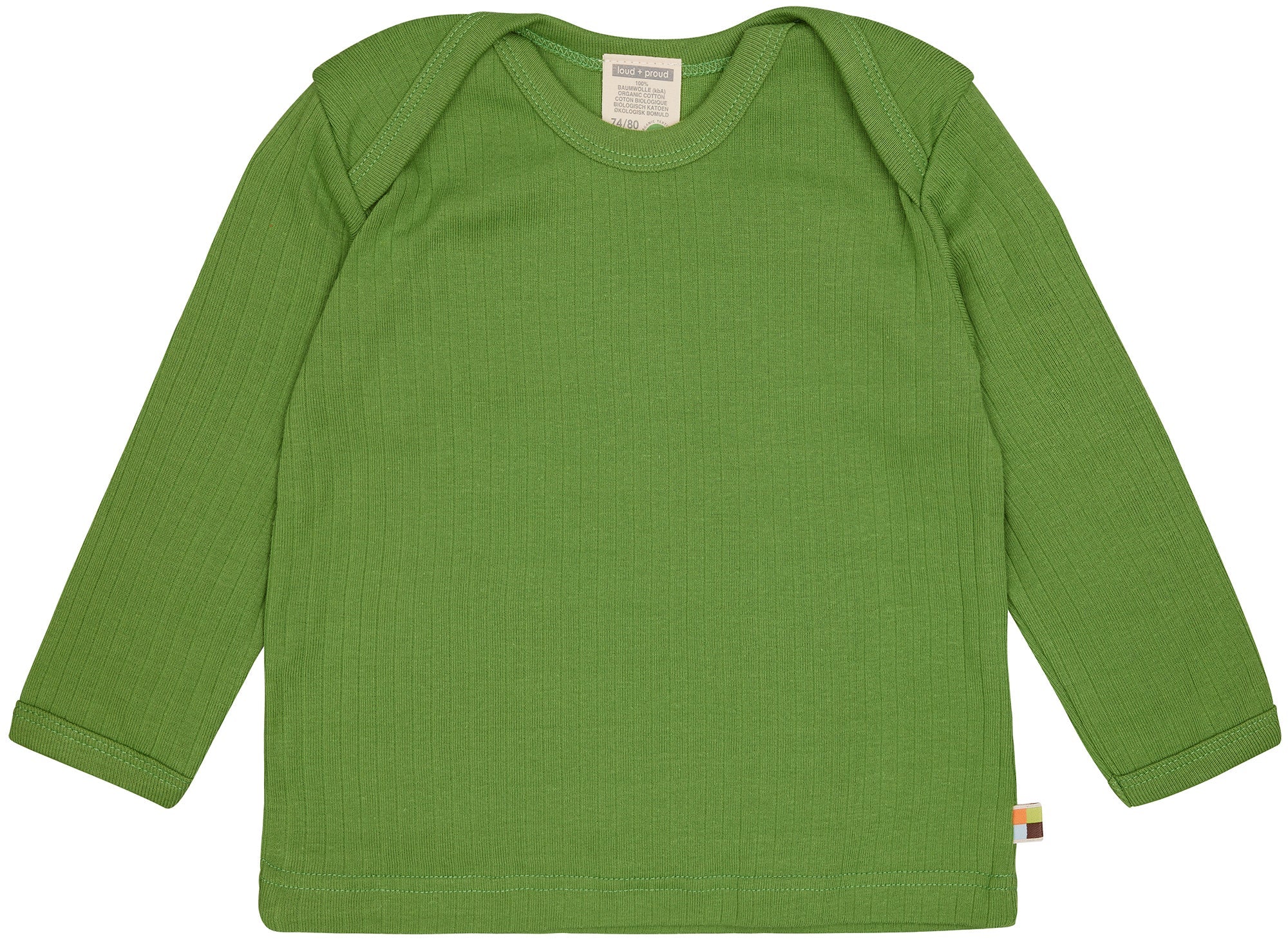 Shirt langarm Uni mit Rippe - loud + proud - 1133 - grs - 50/56