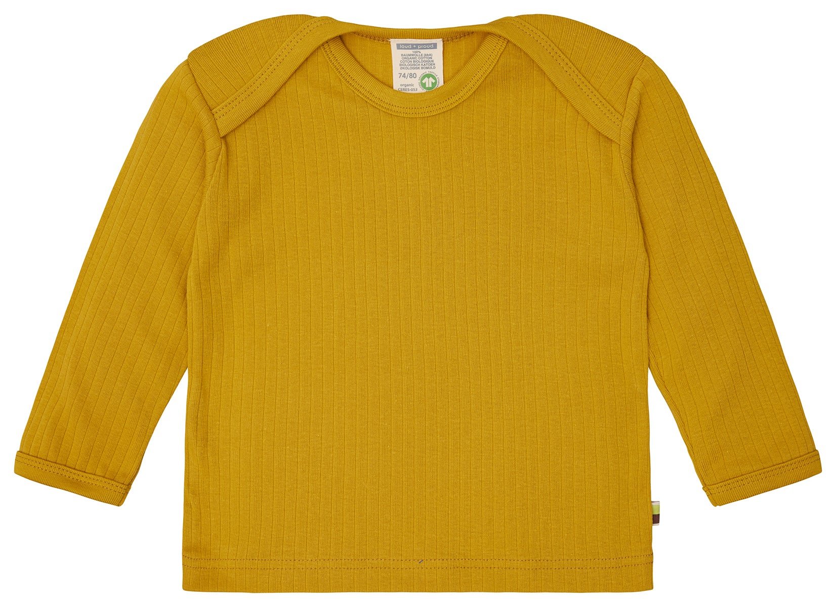 Shirt langarm Uni mit Rippe - loud + proud - 1163 - cur - 62/68