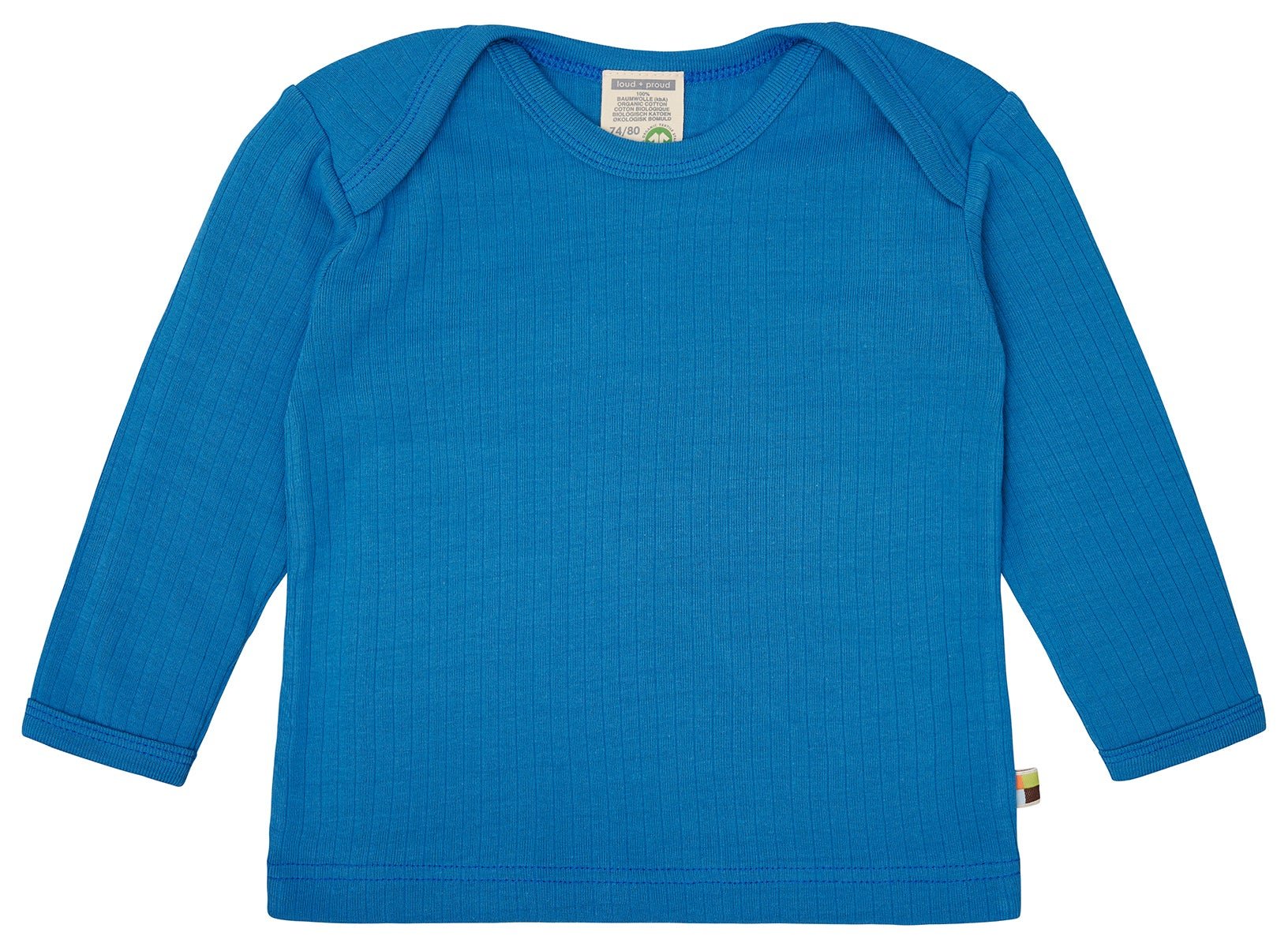 Shirt langarm Uni mit Rippe - loud + proud - 1163 - azu - 62/68