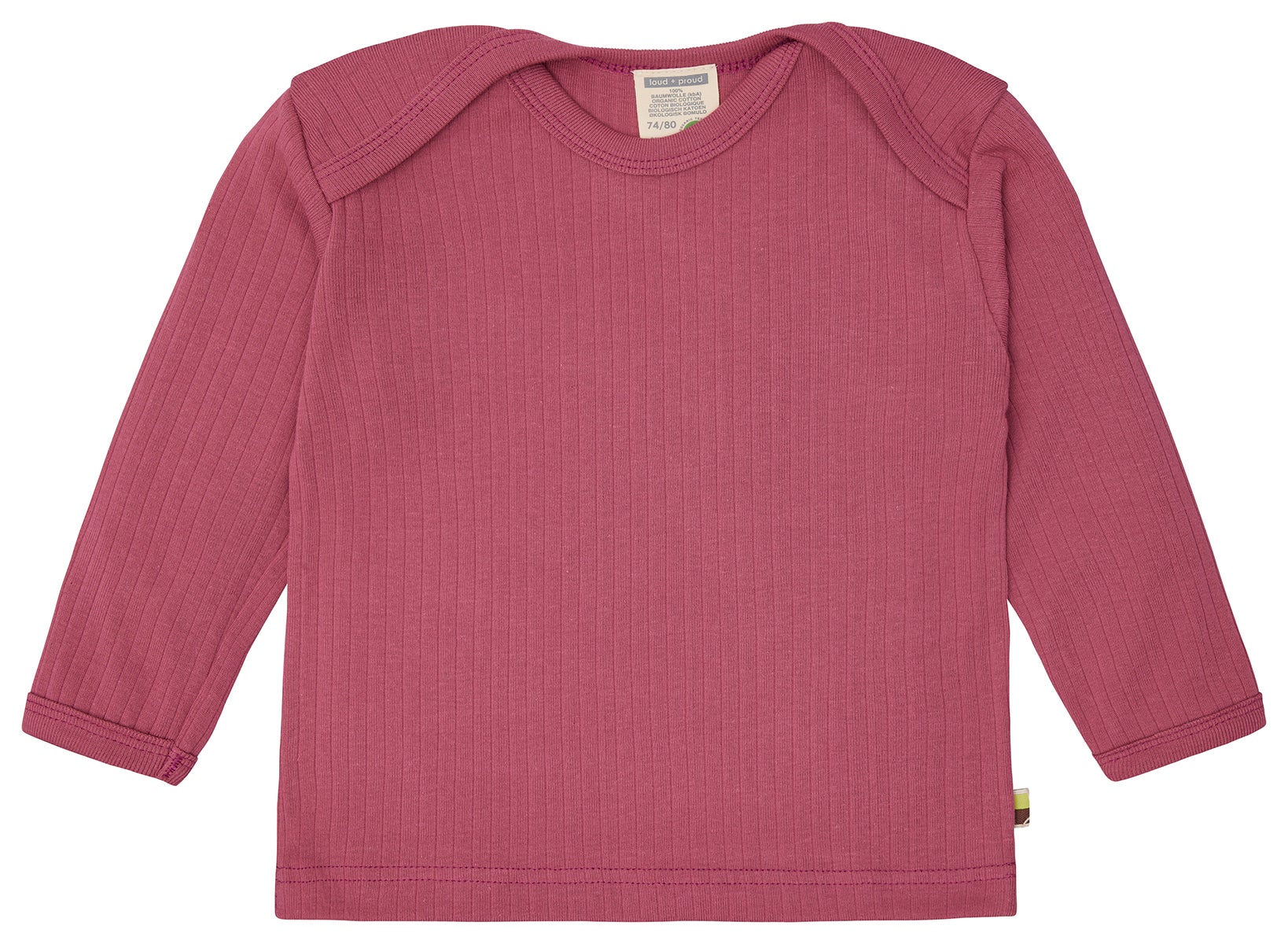 Shirt langarm Uni mit Rippe - loud + proud - 1163 - rou - 62/68