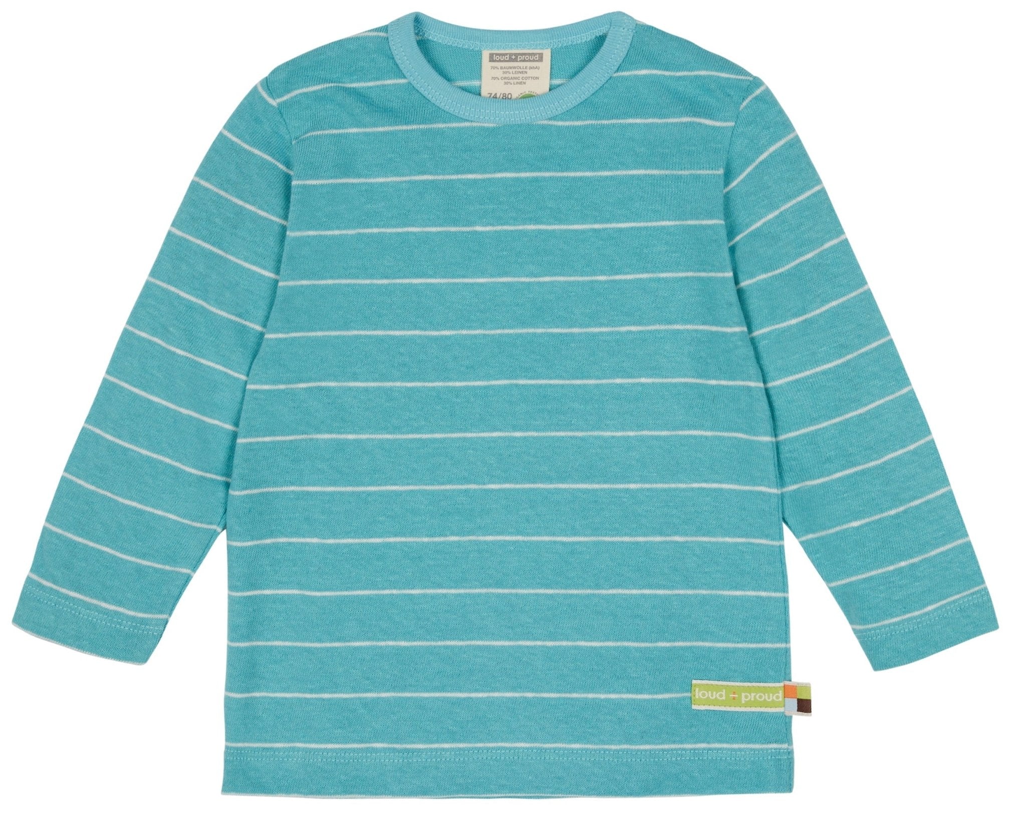 Shirt Streifen mit Leinen - loud + proud - 1115 - cya - 62/68