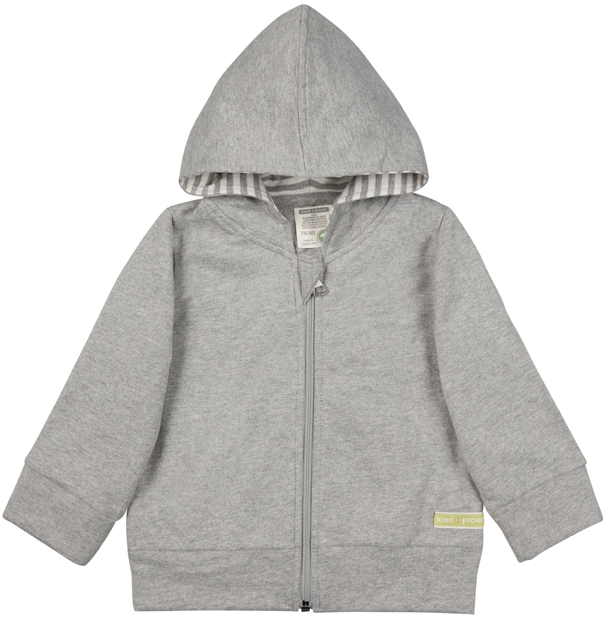 Sweatjacke mit Kapuze - loud + proud - 3085 - gr - 50/56