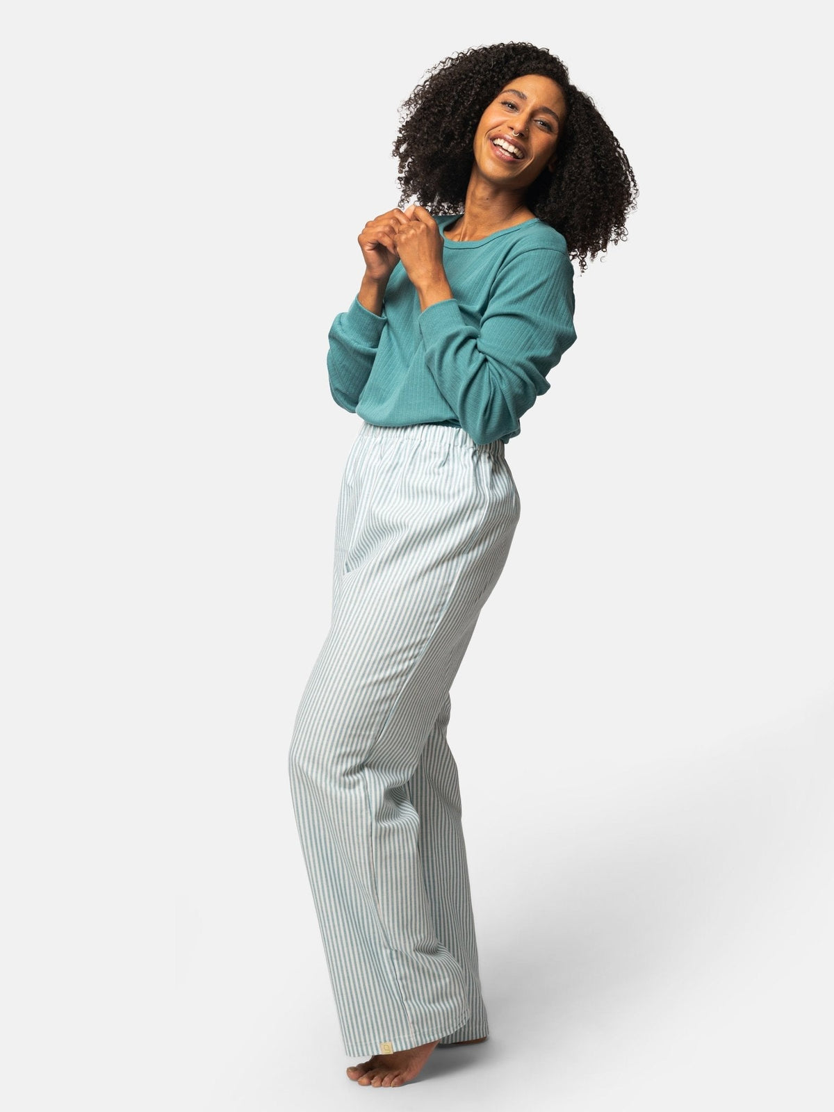 Weiche Pyjama - Hose mit Streifen - loud + proud - G407-top-36