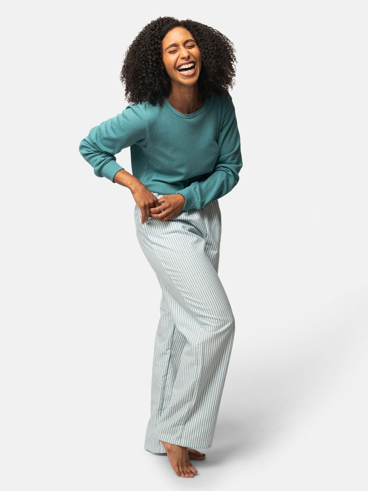 Weiche Pyjama - Hose mit Streifen - loud + proud - G407-top-36