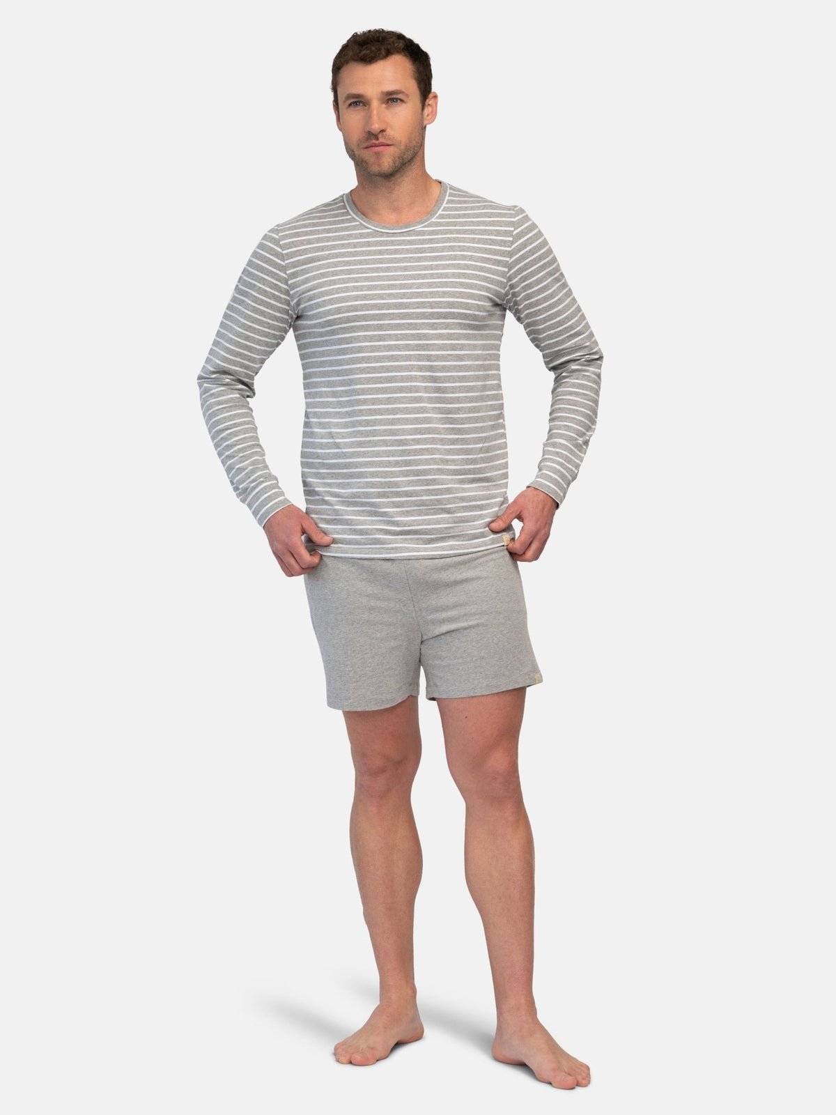Weiches Herren Langarm - Shirt Ringel - loud + proud - G207-gr-S