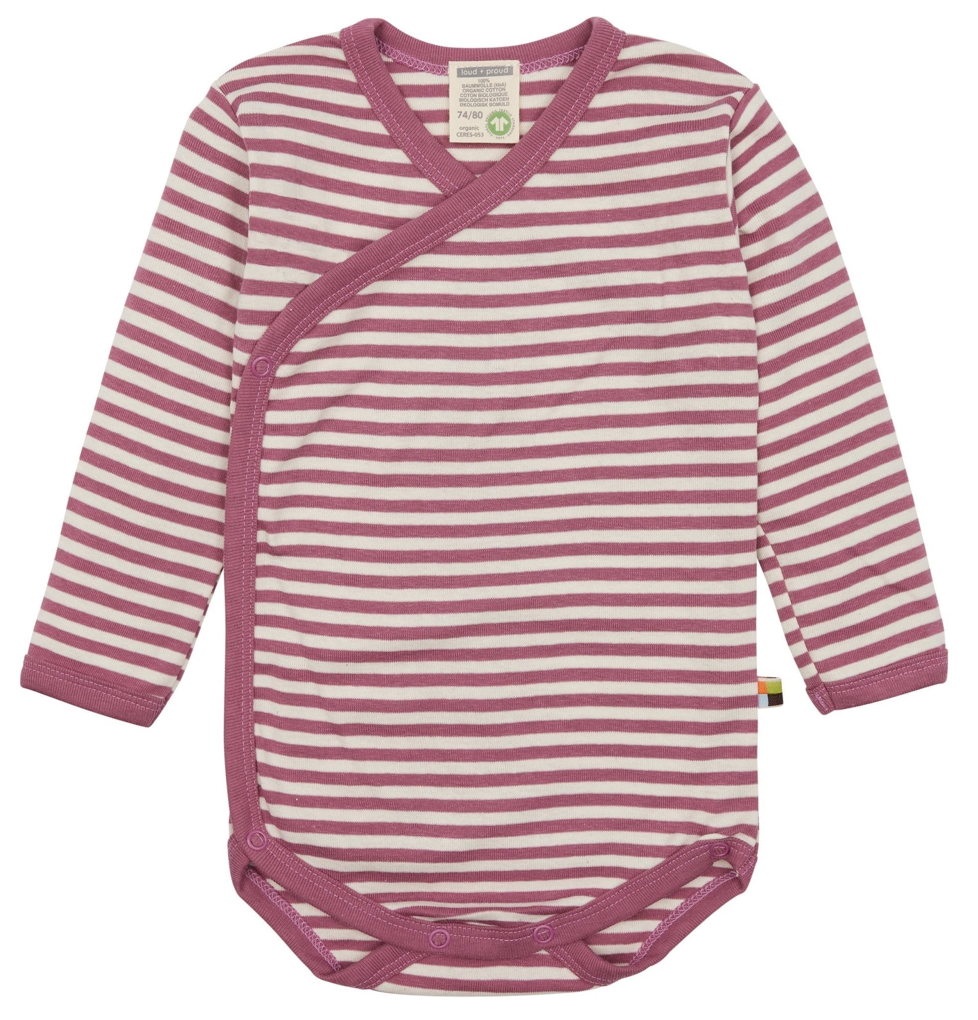 Wickelbody langarm gestreift mit Rippe - loud + proud - 2073 - grp - 50/56