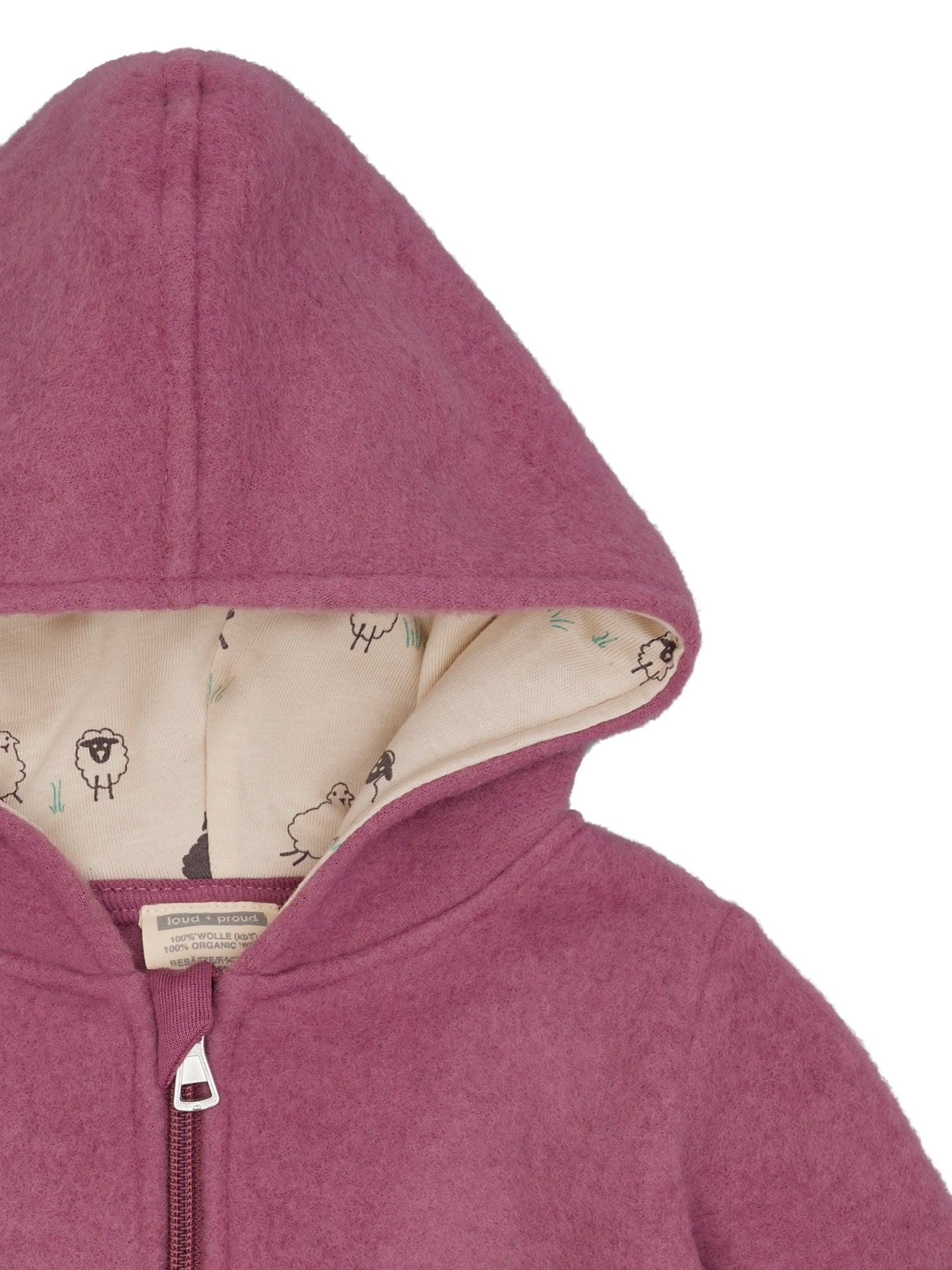 Wollfleece - Jacke mit Kapuze - loud + proud - 3166 - grp - 62/68