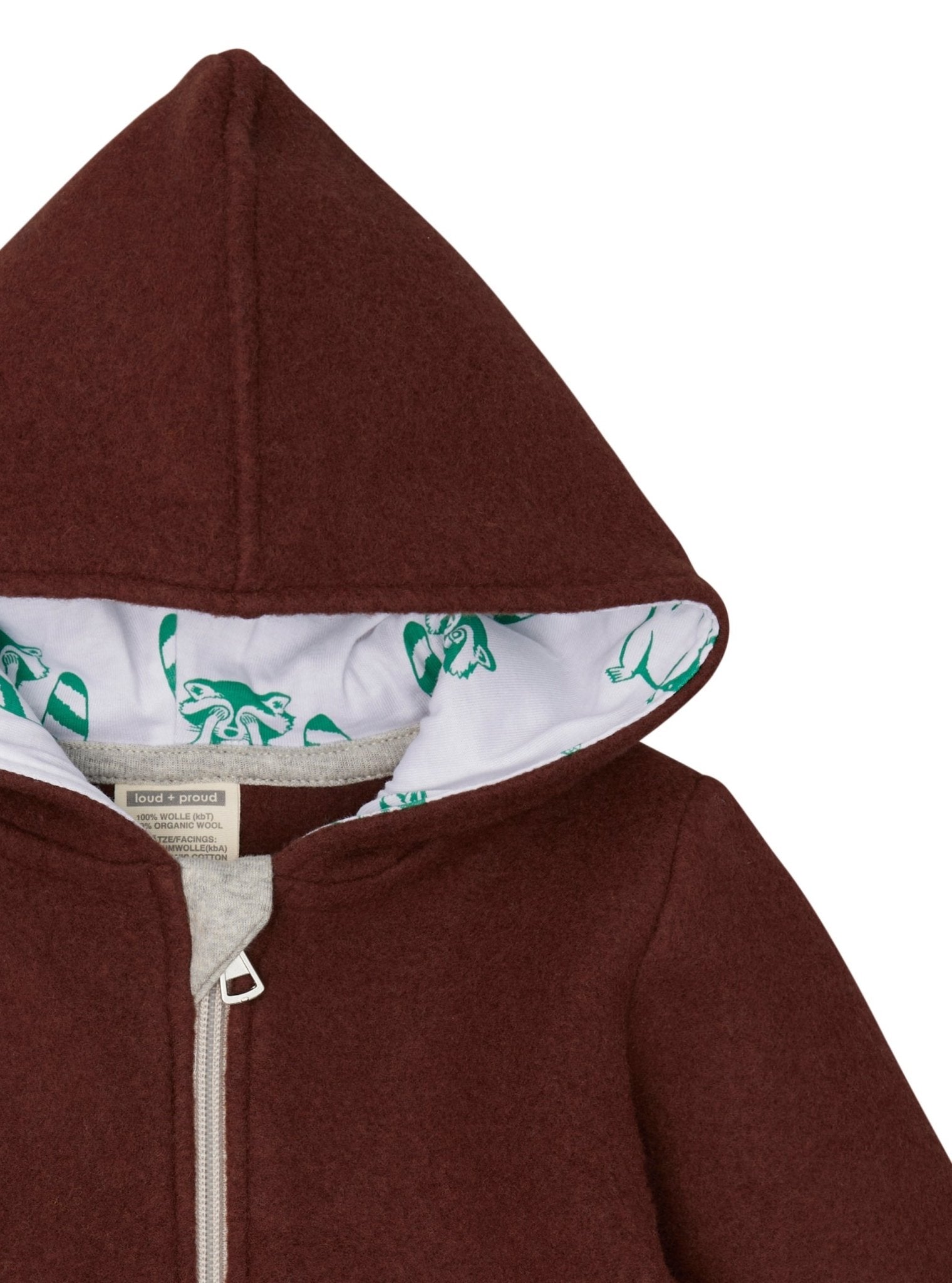 Wollfleece - Jacke mit Kapuze - loud + proud - 3149 - woo - 62/68