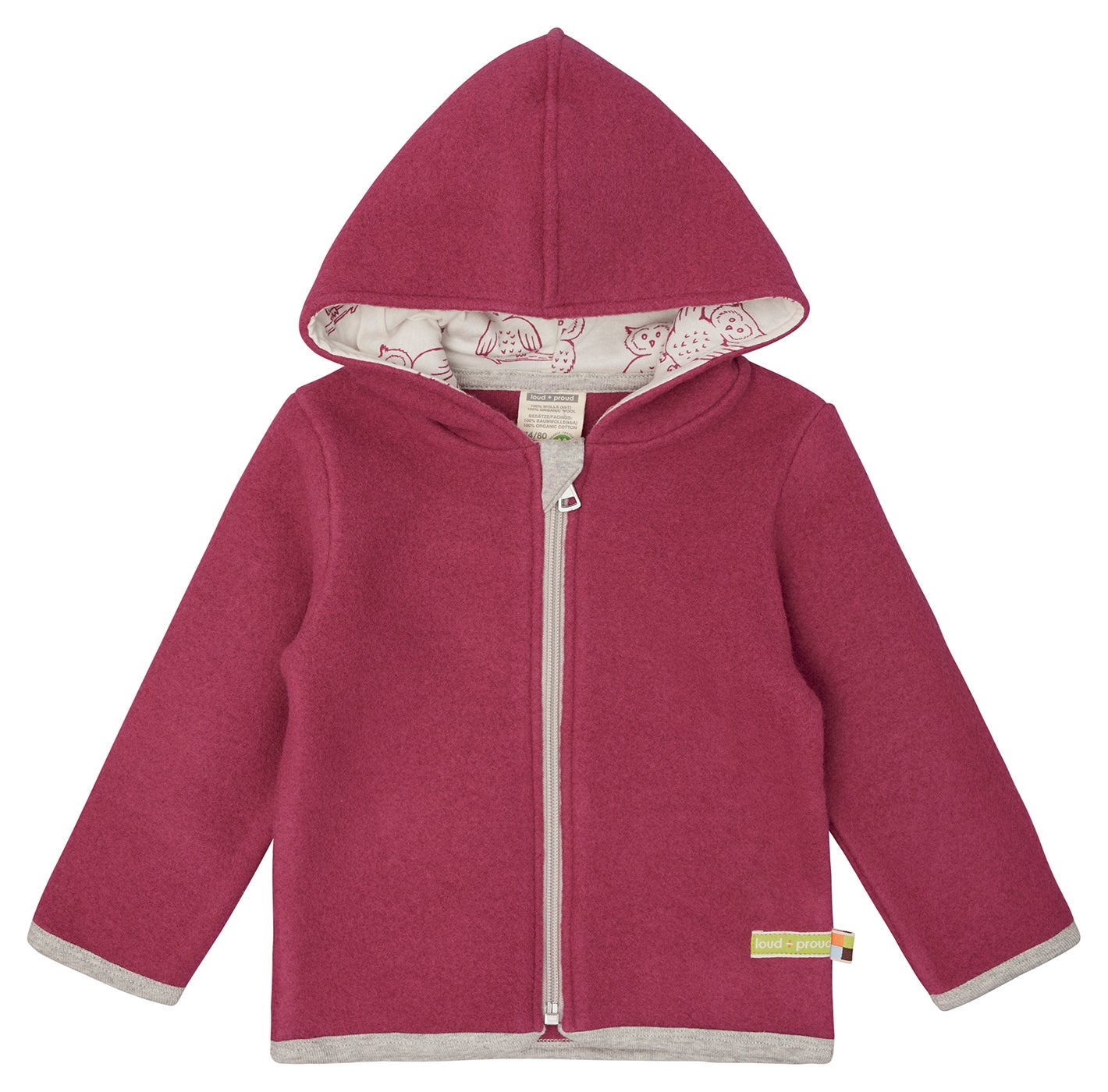 Wollfleece - Jacke mit Kapuze - loud + proud - 3149 - rou - 62/68