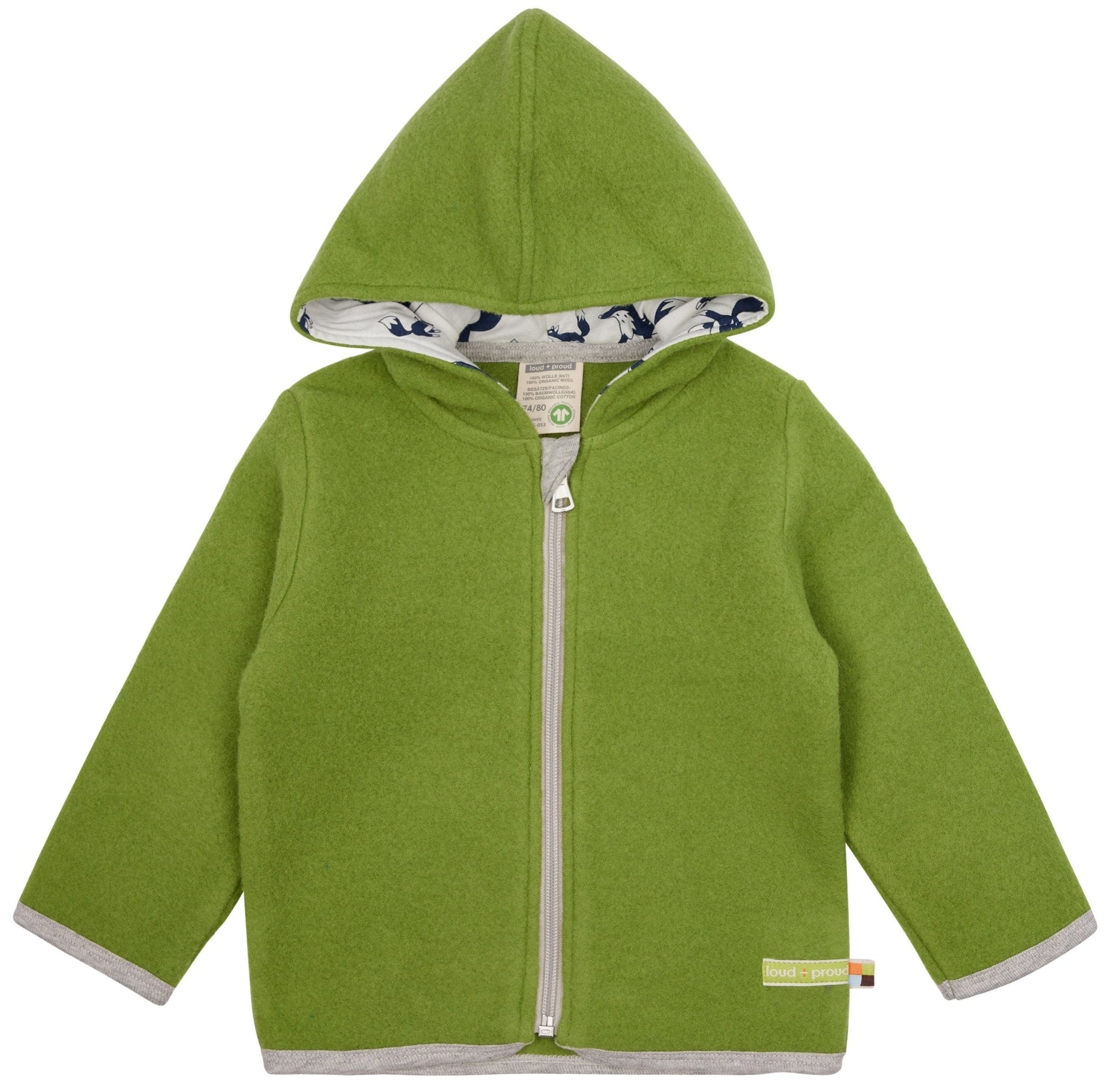 Wollfleece - Jacke mit Kapuze - loud + proud - 3135 - grs - 50/56