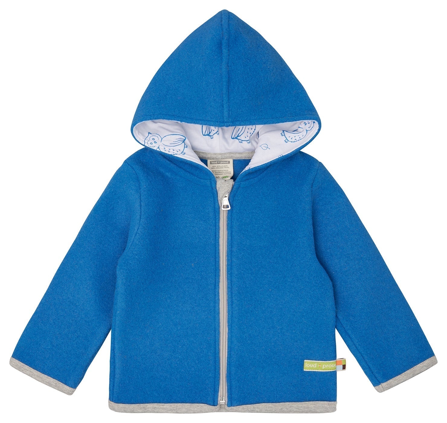 Wollfleece - Jacke mit Kapuze - loud + proud - 3149 - azu - 62/68