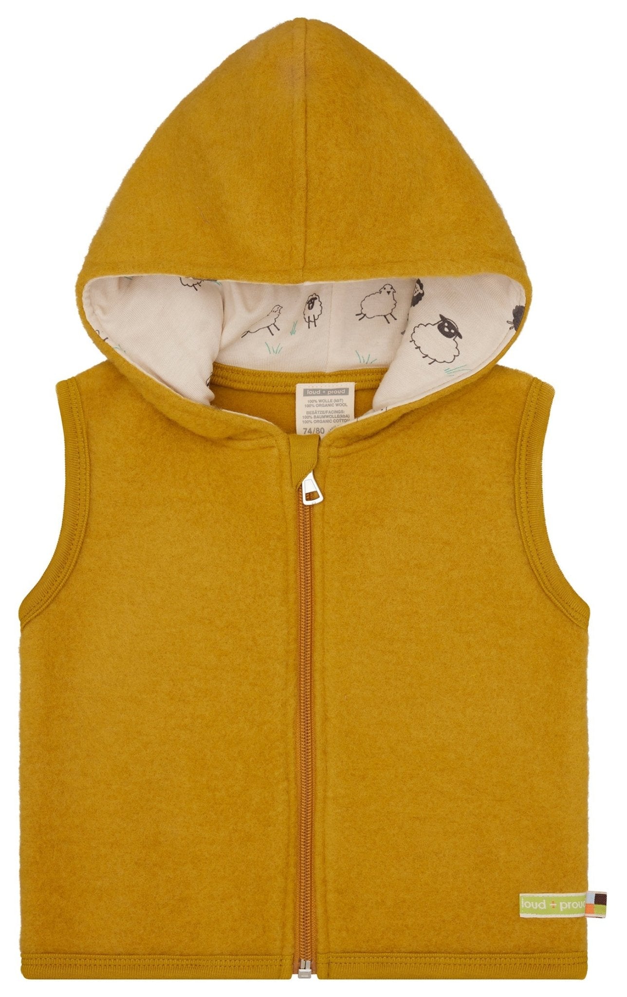 Wollfleece - Weste mit Kapuze - loud + proud - 3167 - cur - 62/68