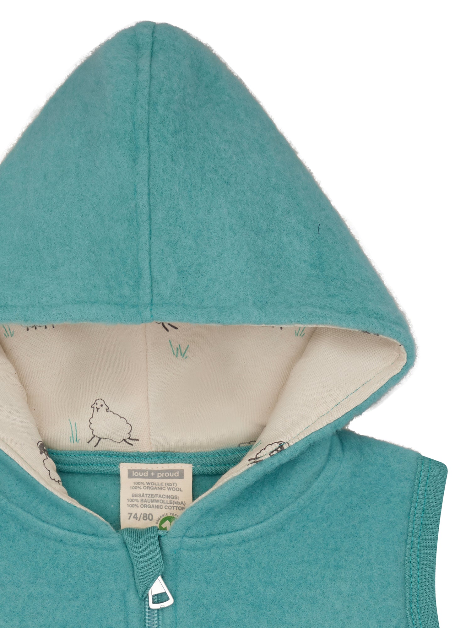 Wollfleece - Weste mit Kapuze - loud + proud - 3167 - ore - 62/68