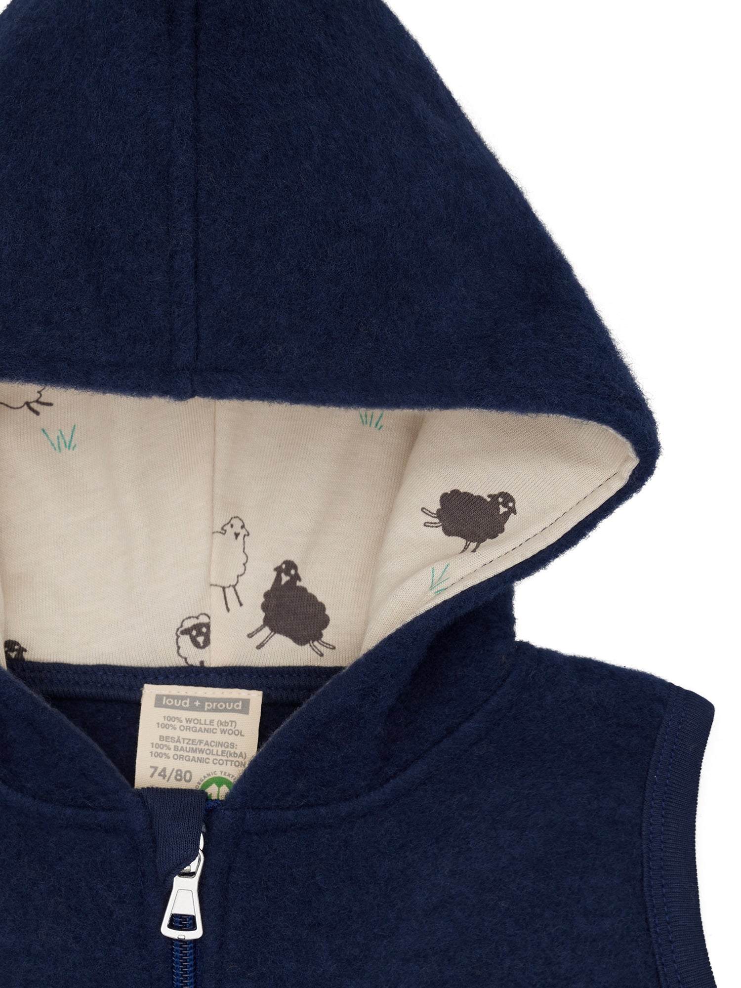 Wollfleece - Weste mit Kapuze - loud + proud - 3167 - ul - 62/68